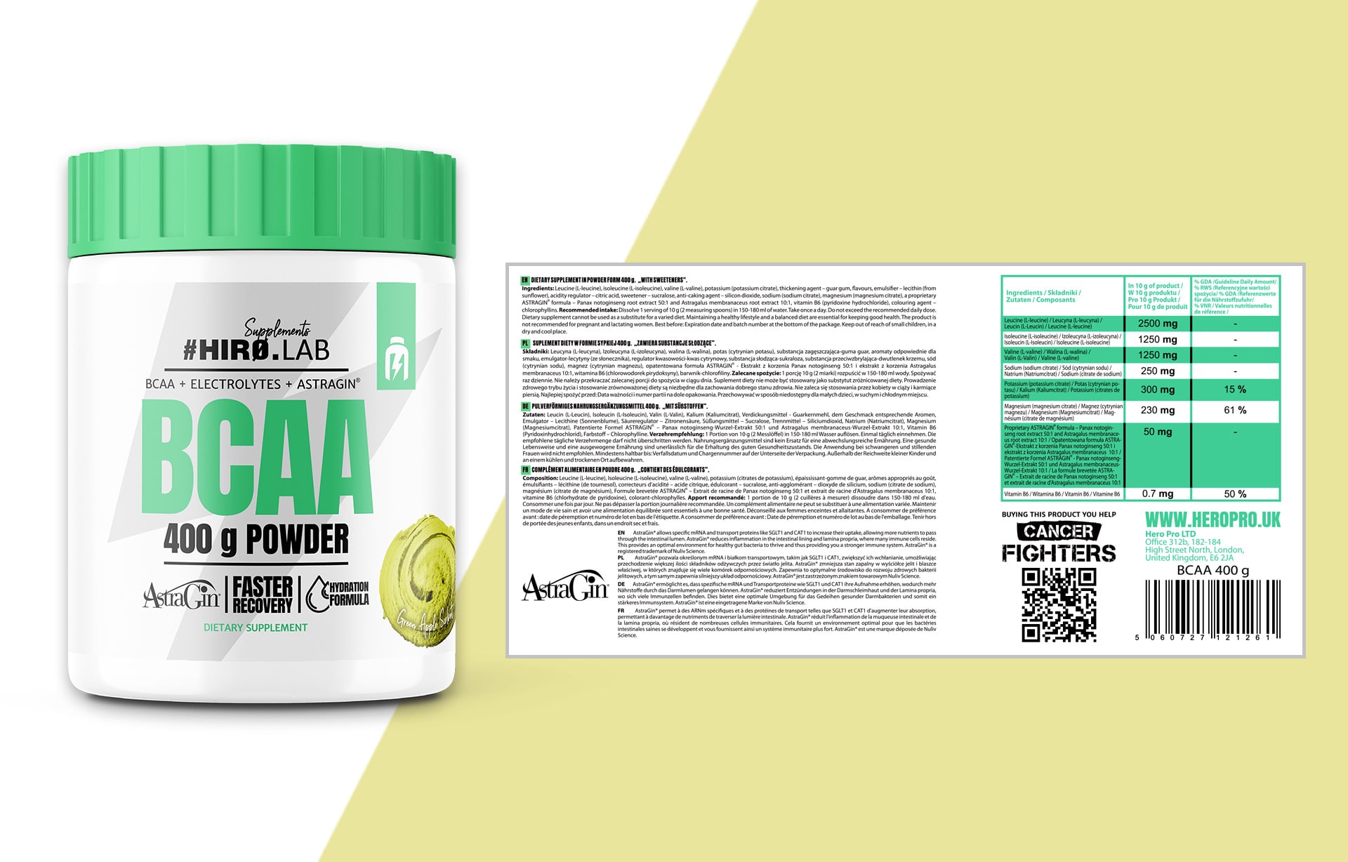 hiro.lab bcaa pulver 400g apfel krebsbekämpfer