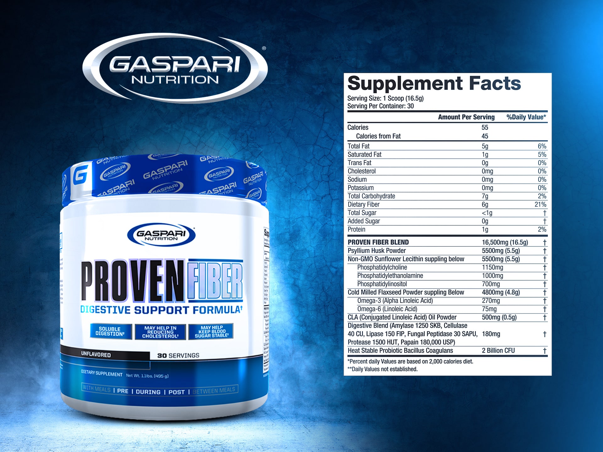 GASPARI NUTRITION Proven Fiber - 495g Abnehmen Verdauung Stoffwechsel