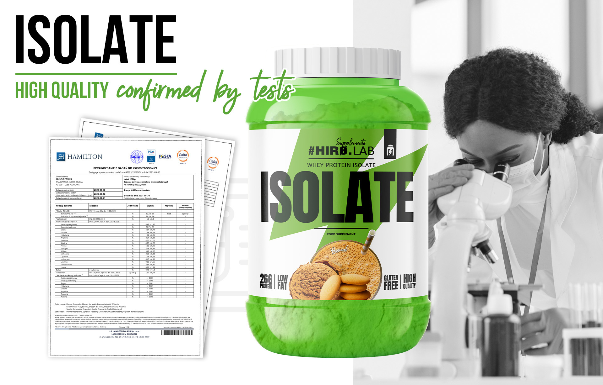 HIRO.LAB Whey Protein Isolate - 1800g biscuit
