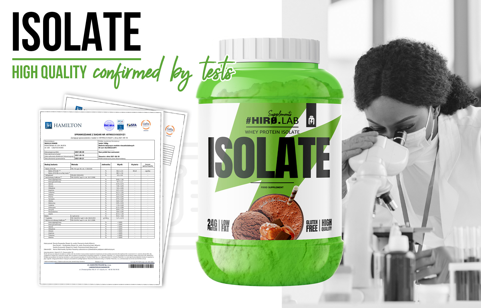 HIRO.LAB Whey Protein Isolate - 1800g sklep_hirolab_ISOLATE_1800g_badania_salted