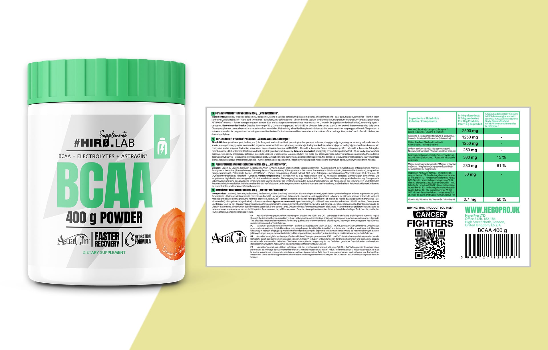 hiro.lab bcaa powder 400g orange cancer fighters