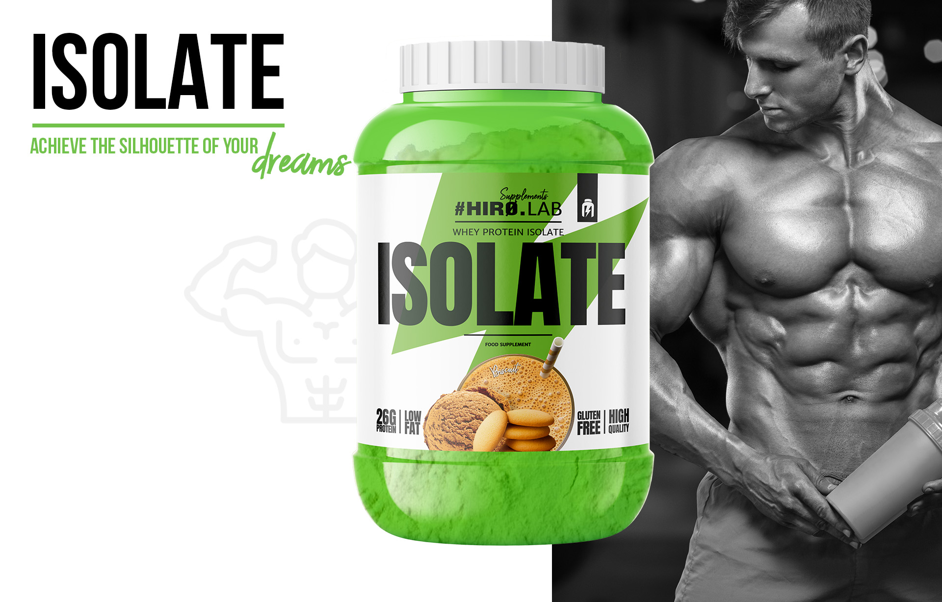 HIRO.LAB Whey Protein Isolate - 1800g biscuit