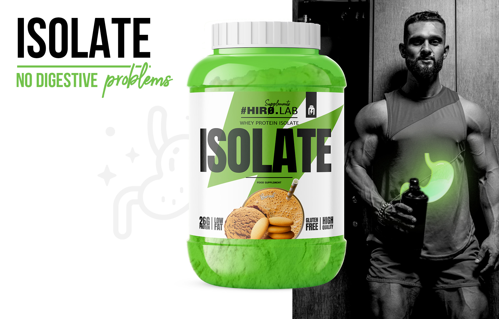 HIRO.LAB Whey Protein Isolate - 1800g biscuit