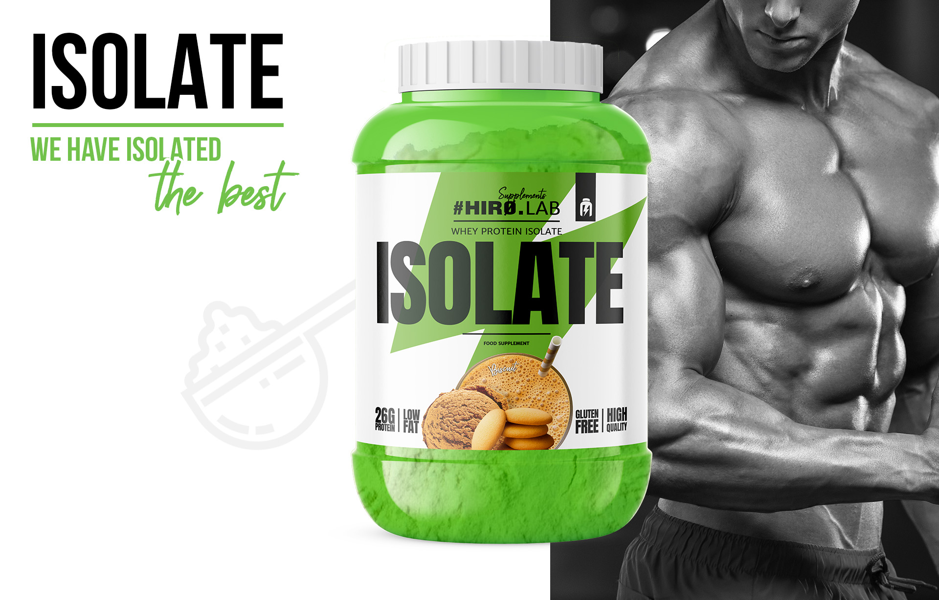 HIRO.LAB Whey Protein Isolate - 1800g biscuit