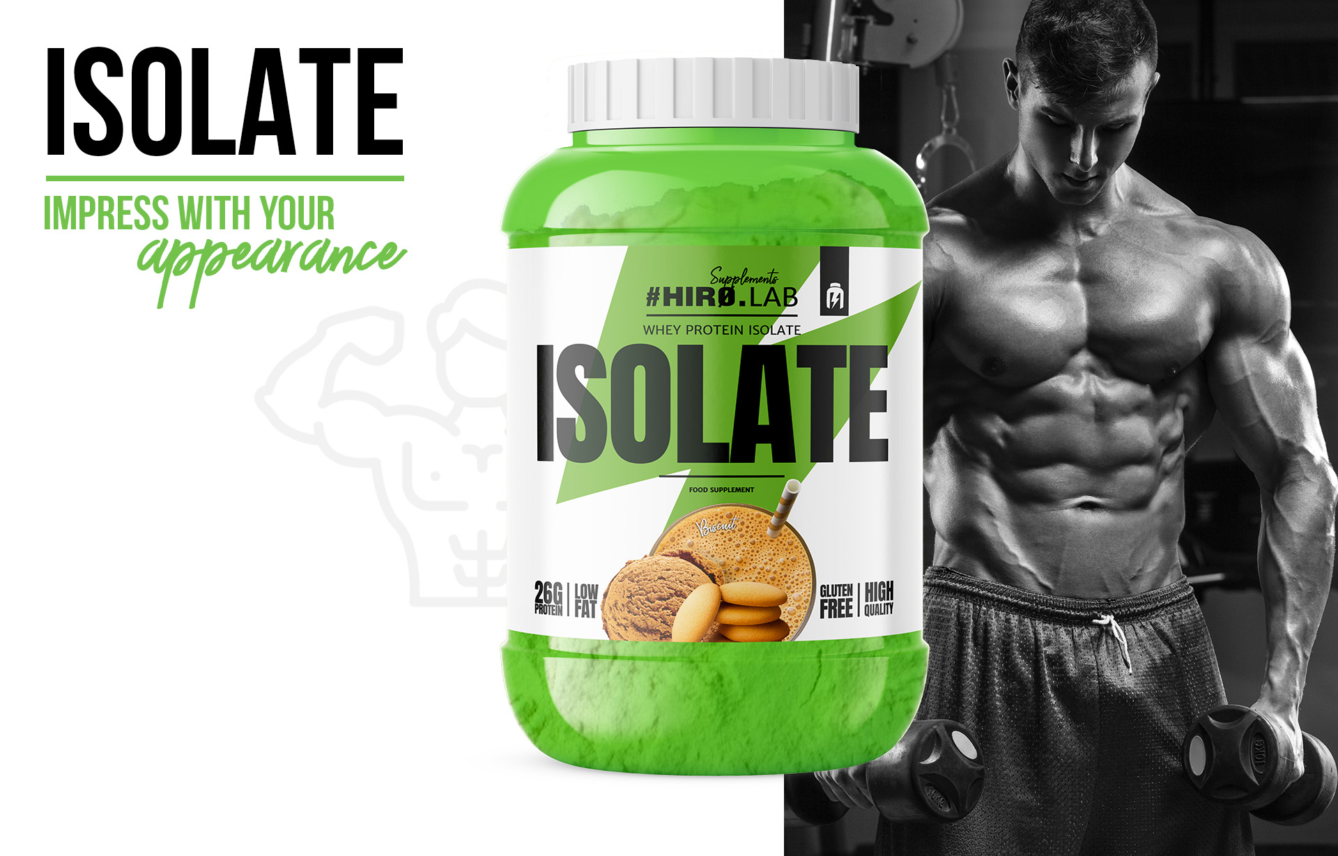 HIRO.LAB Whey Protein Isolate - 1800g biscuit