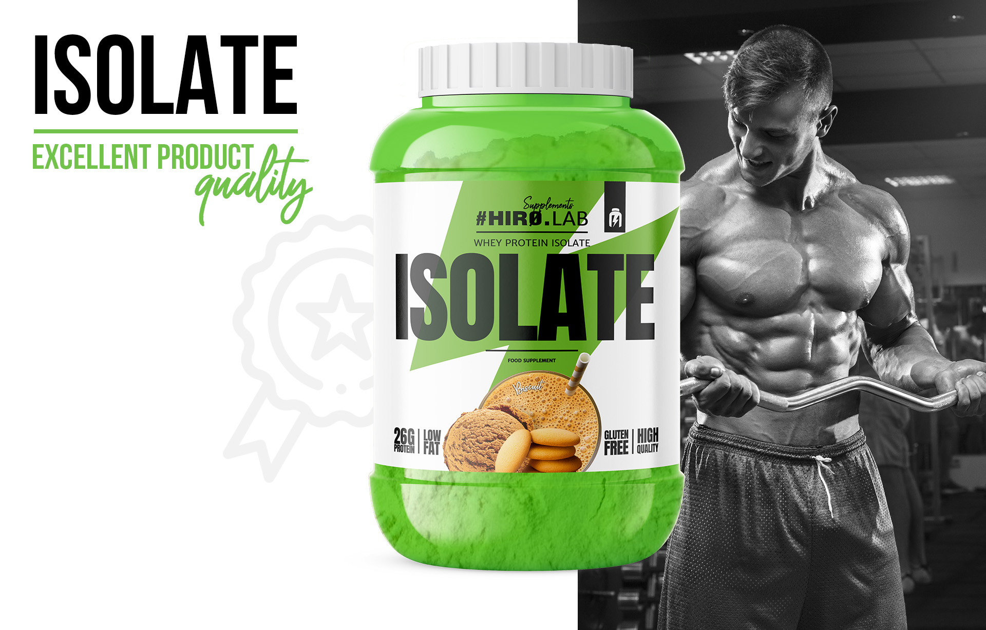 HIRO.LAB Whey Protein Isolate - 1800g biscuit