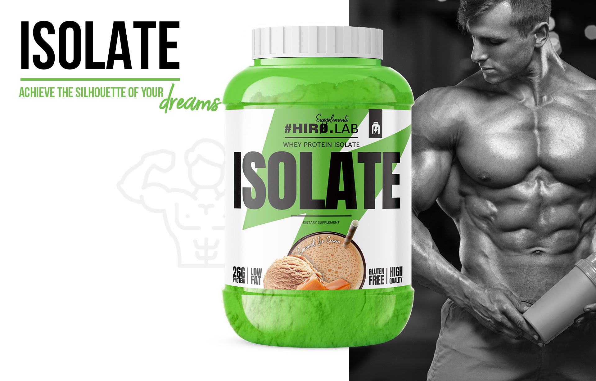 HIRO.LAB Whey Protein Isolate - 1800g izolat caramel ice cream