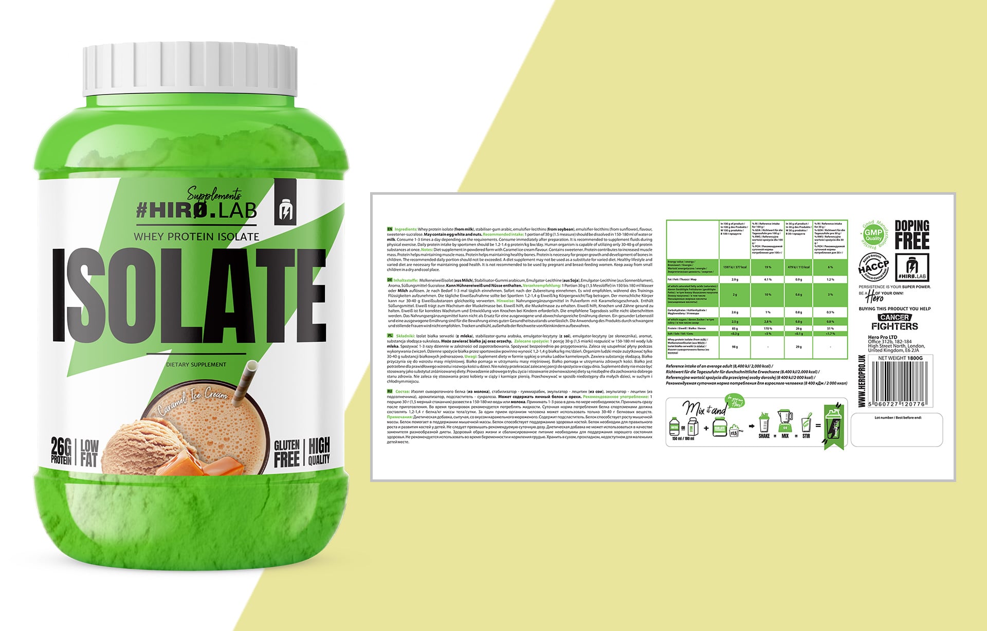 HIRO.LAB Whey Protein Isolate 1800g Masse