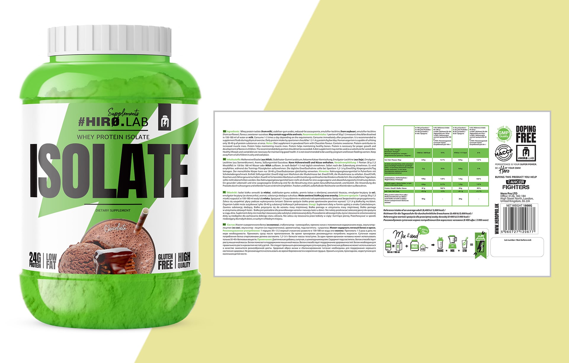 HIRO.LAB Whey Protein Isolate 1800g masa