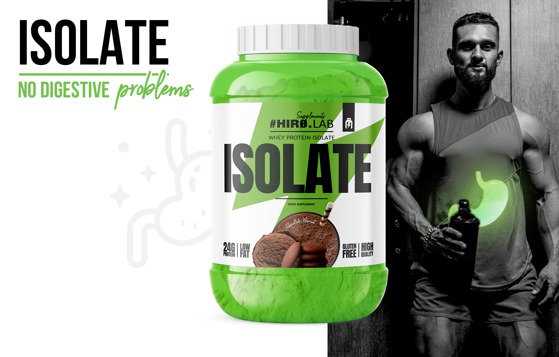 HIRO.LAB Whey Protein Isolate - 1800g chocolate_biscuit