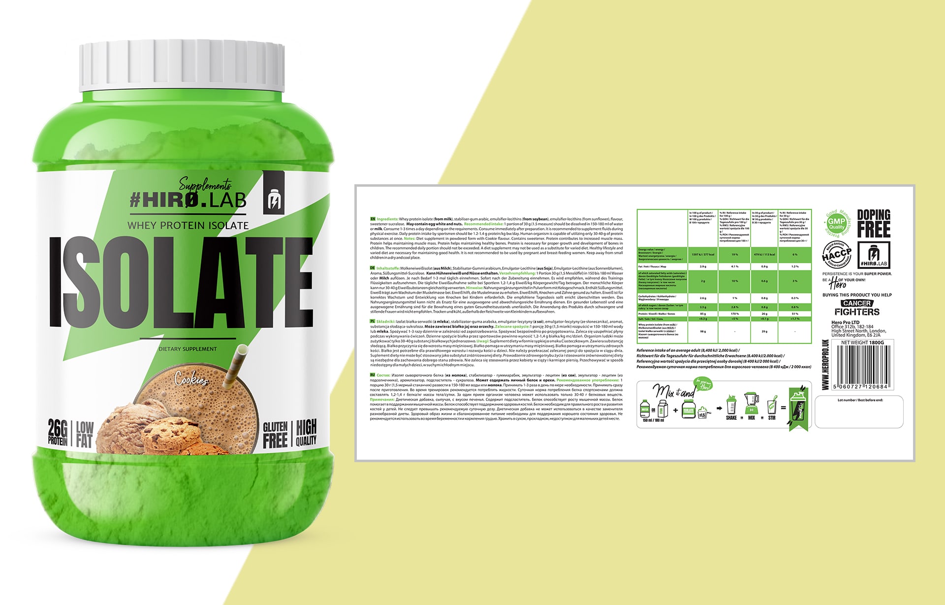 HIRO.LAB Whey Protein Isolate 1800g masa