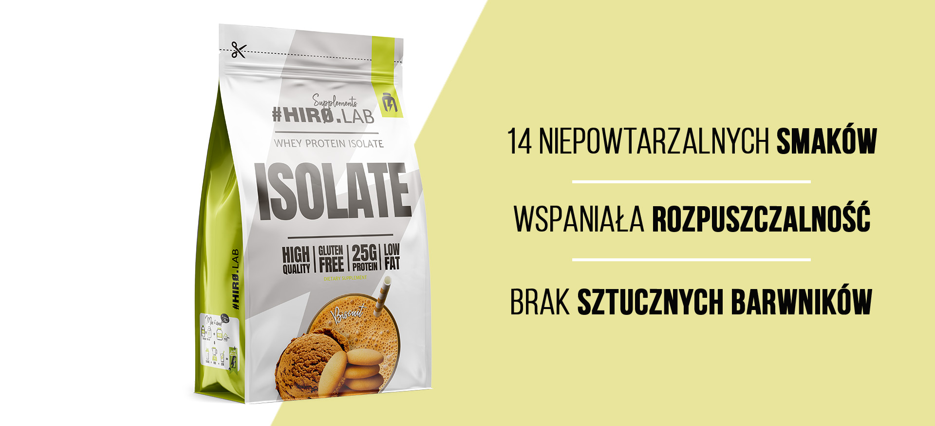 HIRO.LAB Whey Protein Isolate - 700 g sklep_hirolab_isolate_700g_biscuit_1