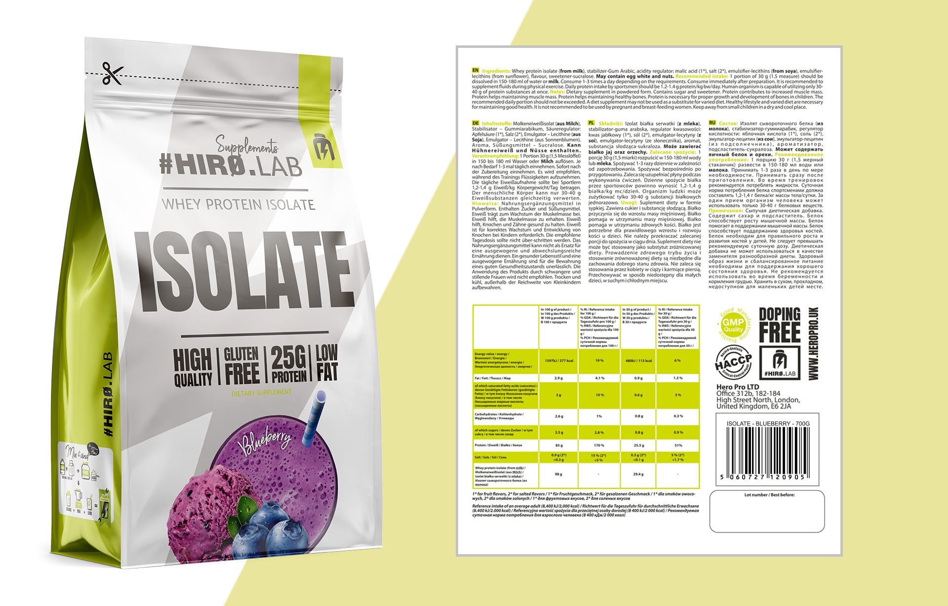 HIRO.LAB Whey Protein Isolate - 700g PROTEIN WHEY PROTEIN