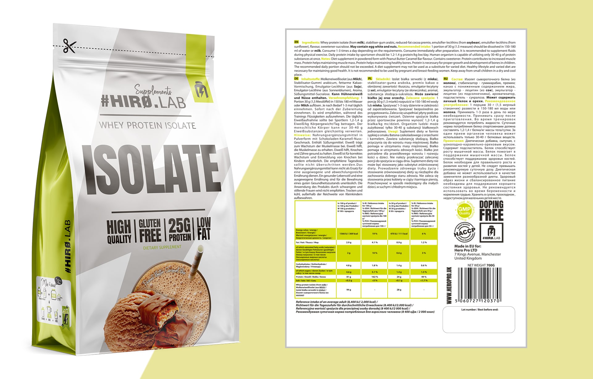HIRO.LAB Whey Protein Isolate - 700g Protein Masse