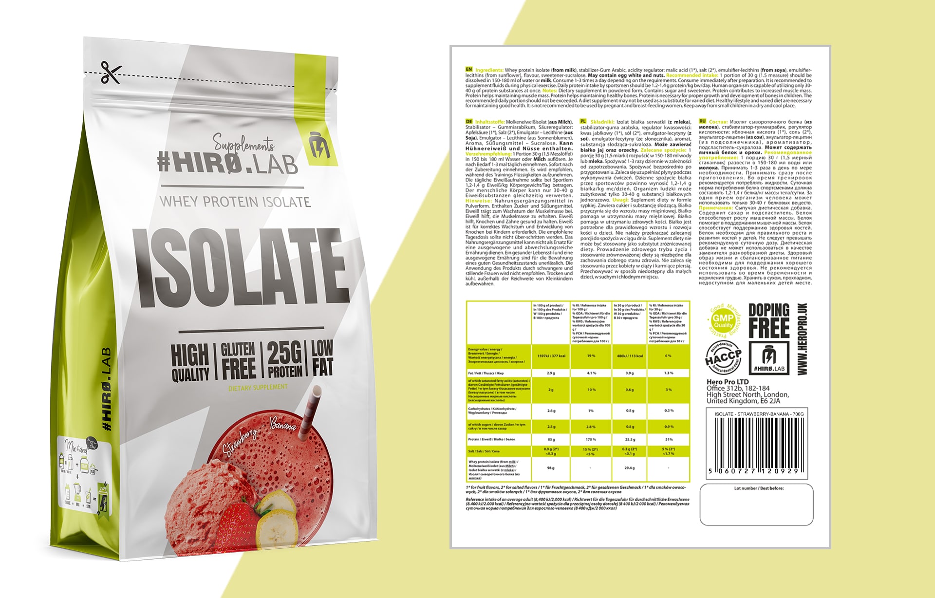 HIRO.LAB Whey Protein Isolate - 700g PROTEIN WHEY PROTEIN