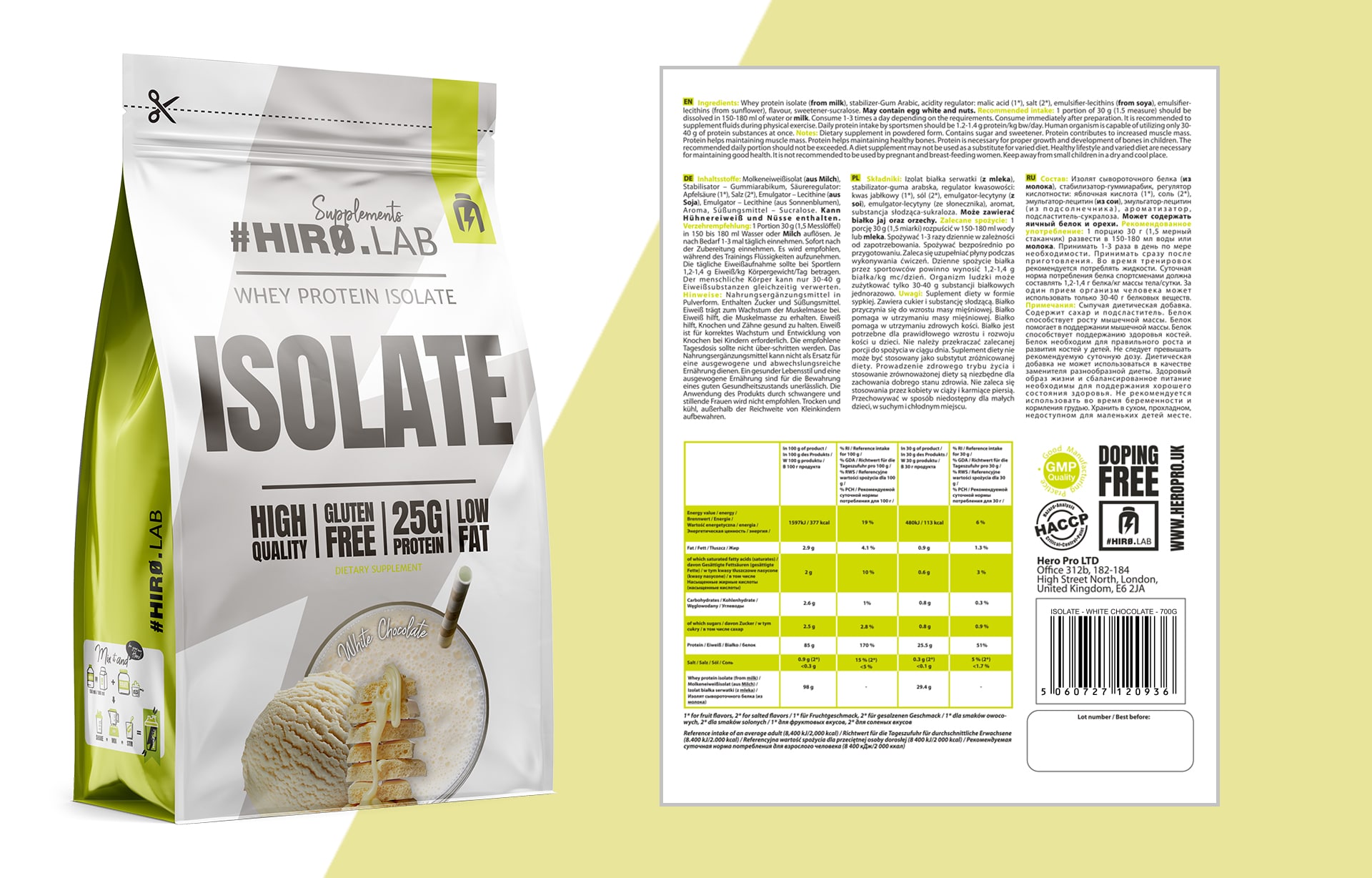 HIRO.LAB Whey Protein Isolate - 700g WHEY PROTEIN