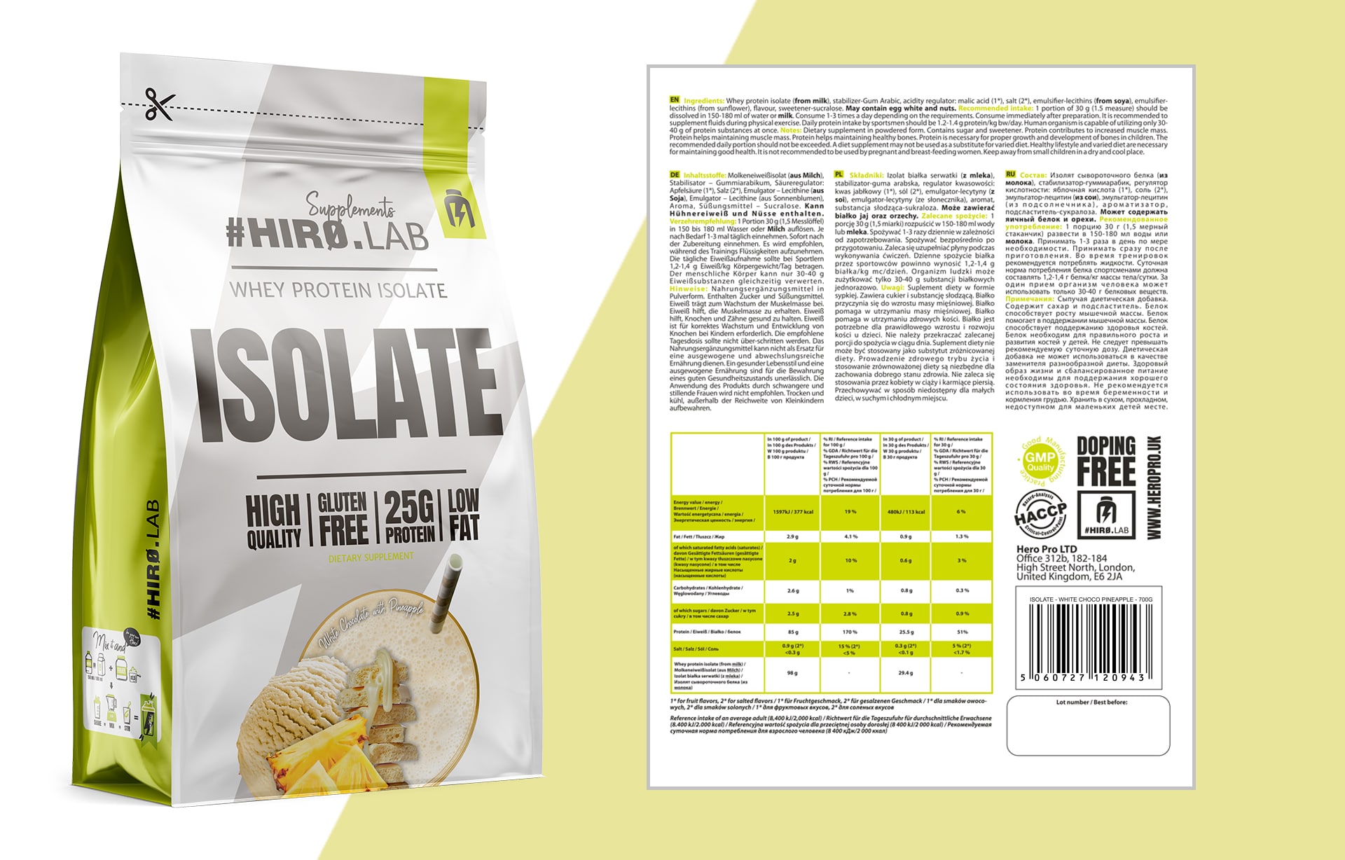HIRO.LAB Whey Protein Isolate - 700g PROTEIN WHEY PROTEIN