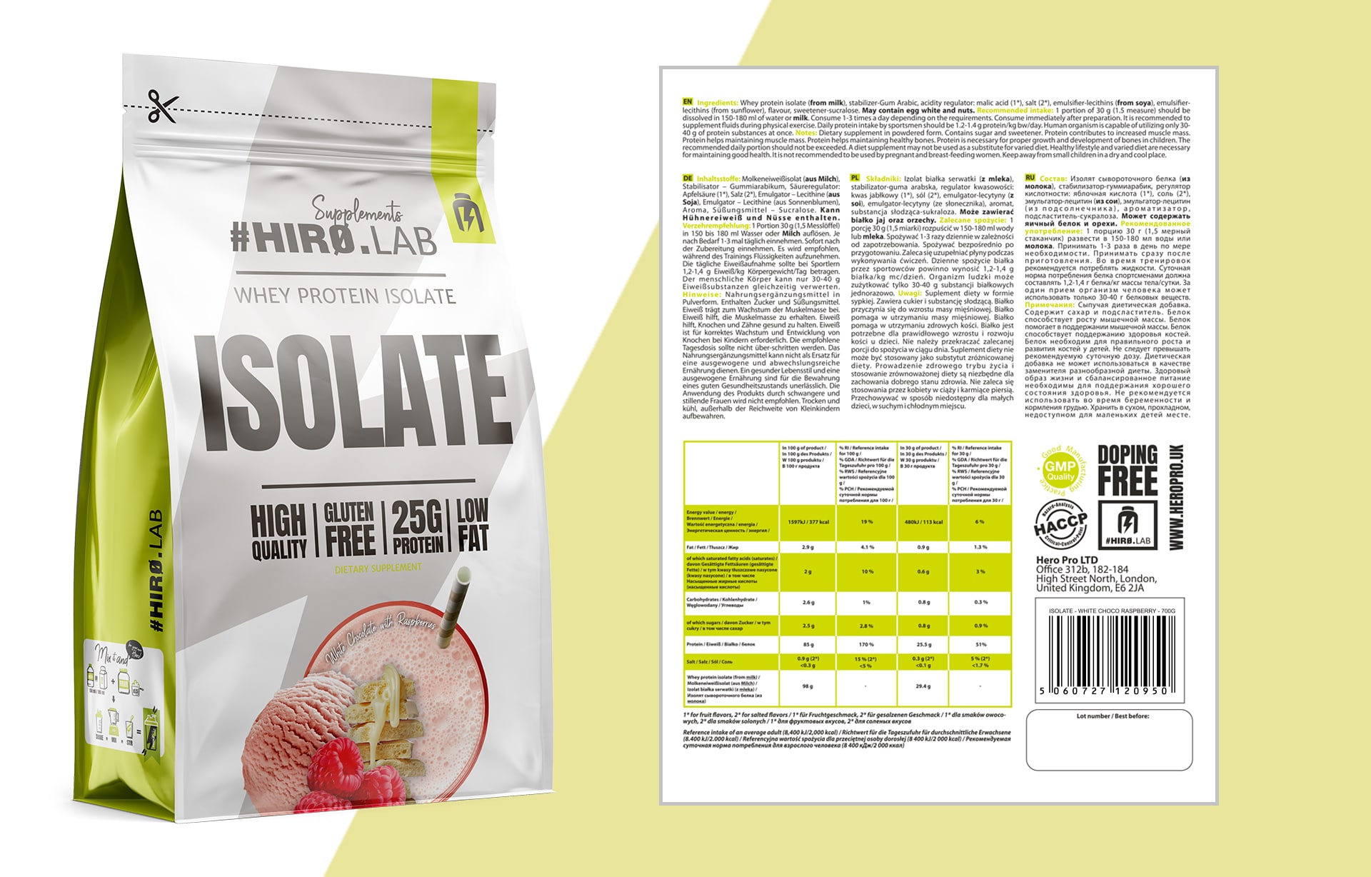HIRO.LAB Whey Protein Isolate - 700g EIWEIß WHEY PROTEIN