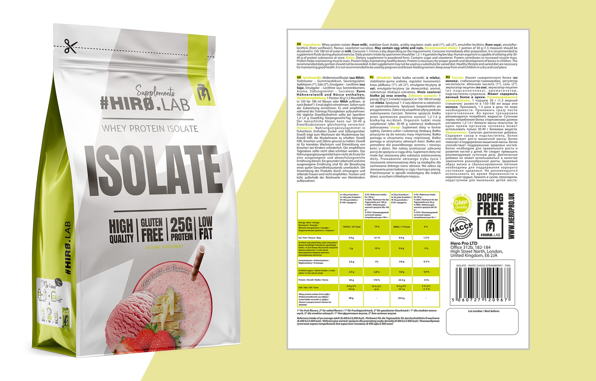 HIRO.LAB Whey Protein Isolate - 700g PROTEIN WHEY PROTEIN