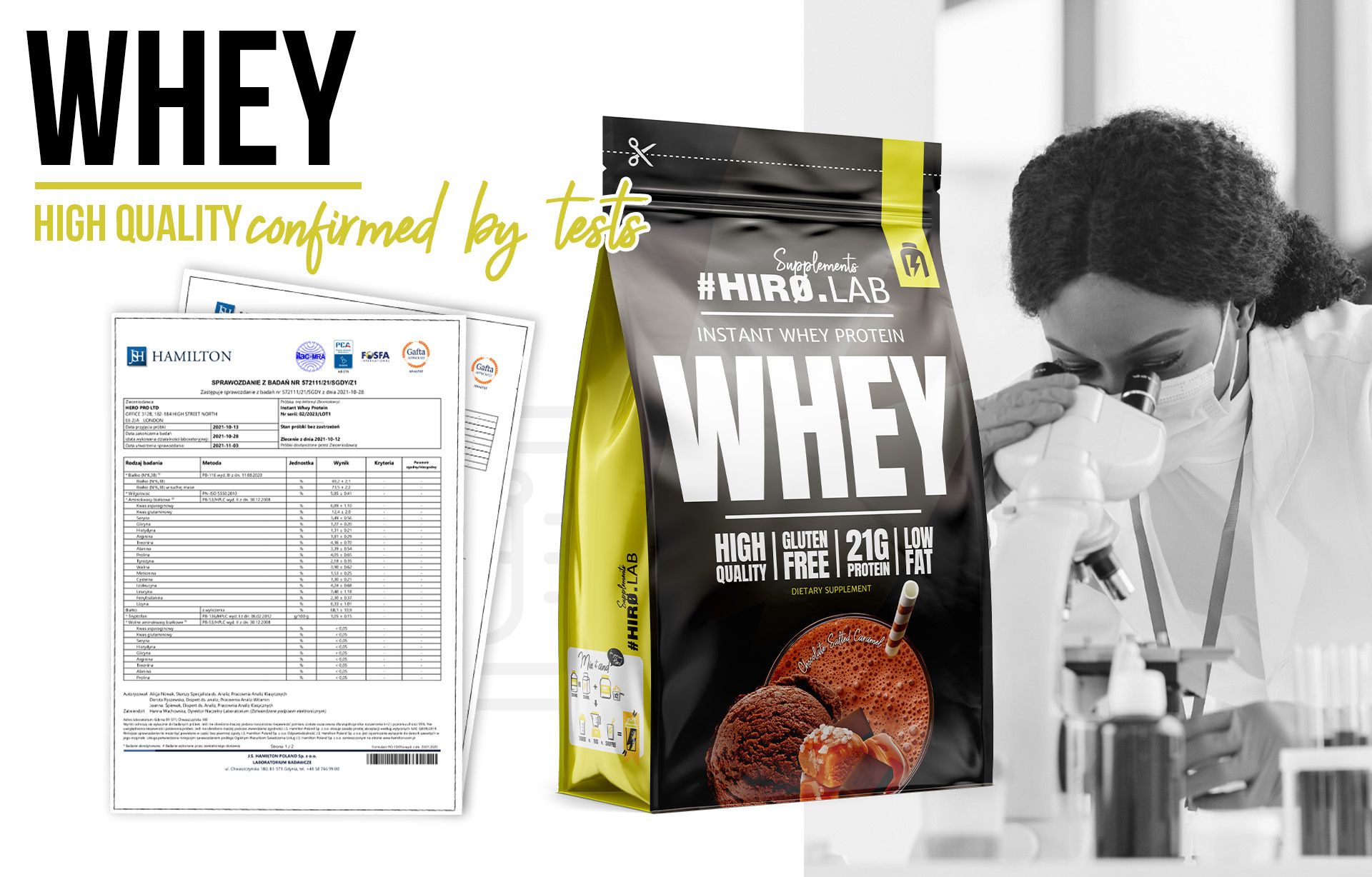 hiro.lab instant whey protein 750g chocolate salted caramel