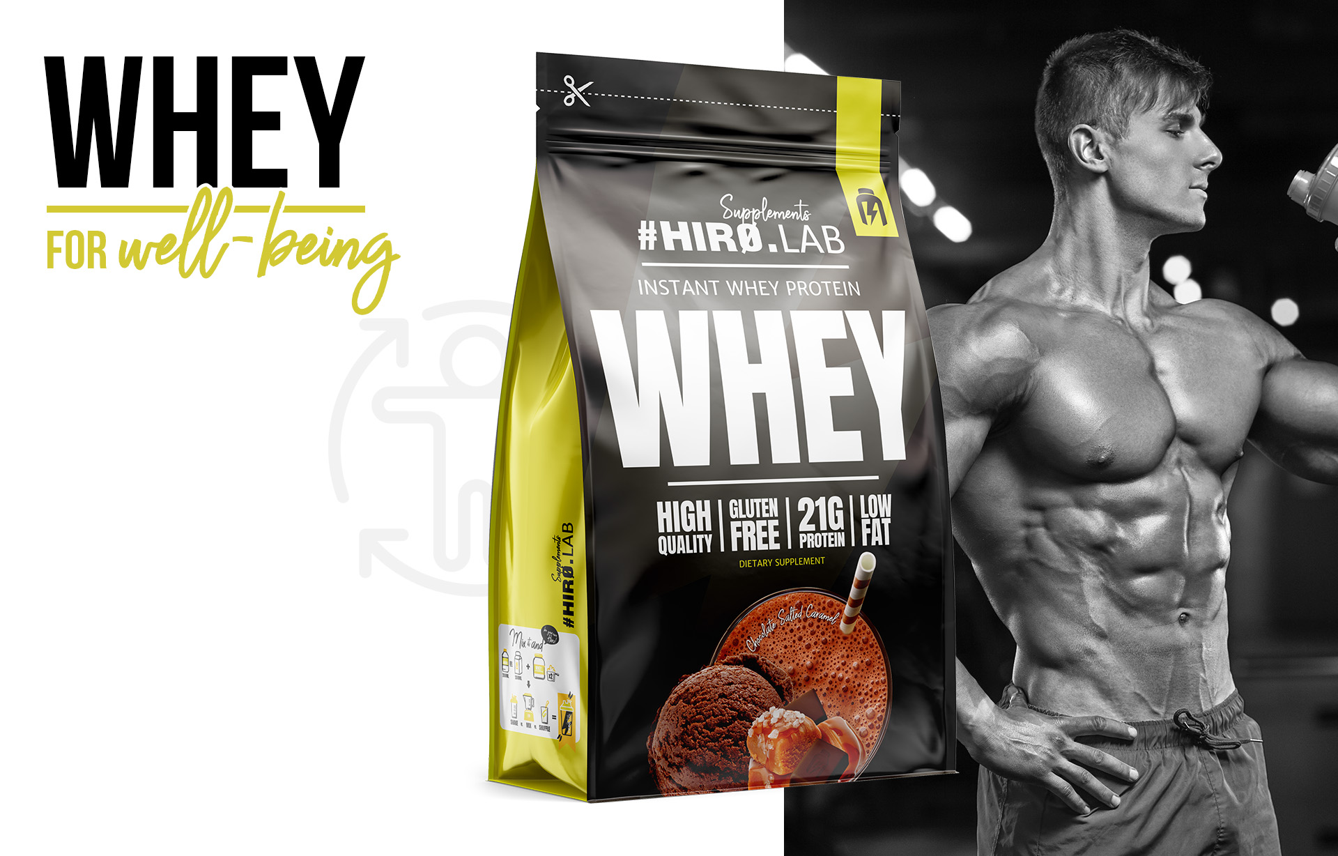 hiro.lab instant whey protein 750g chocolate salted caramel