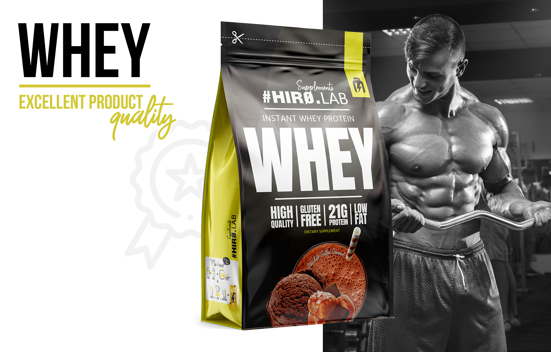 hiro.lab instant whey protein 750g chocolate salted caramel