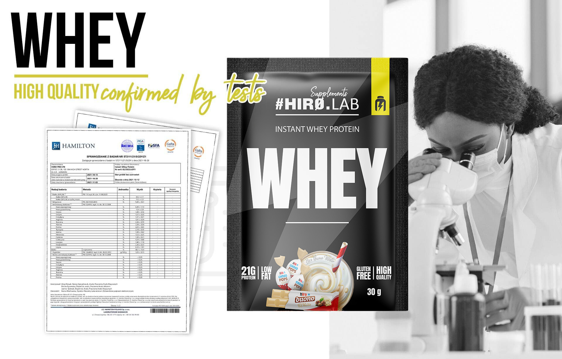 hirolab instant whey protein hiro buono white 30g