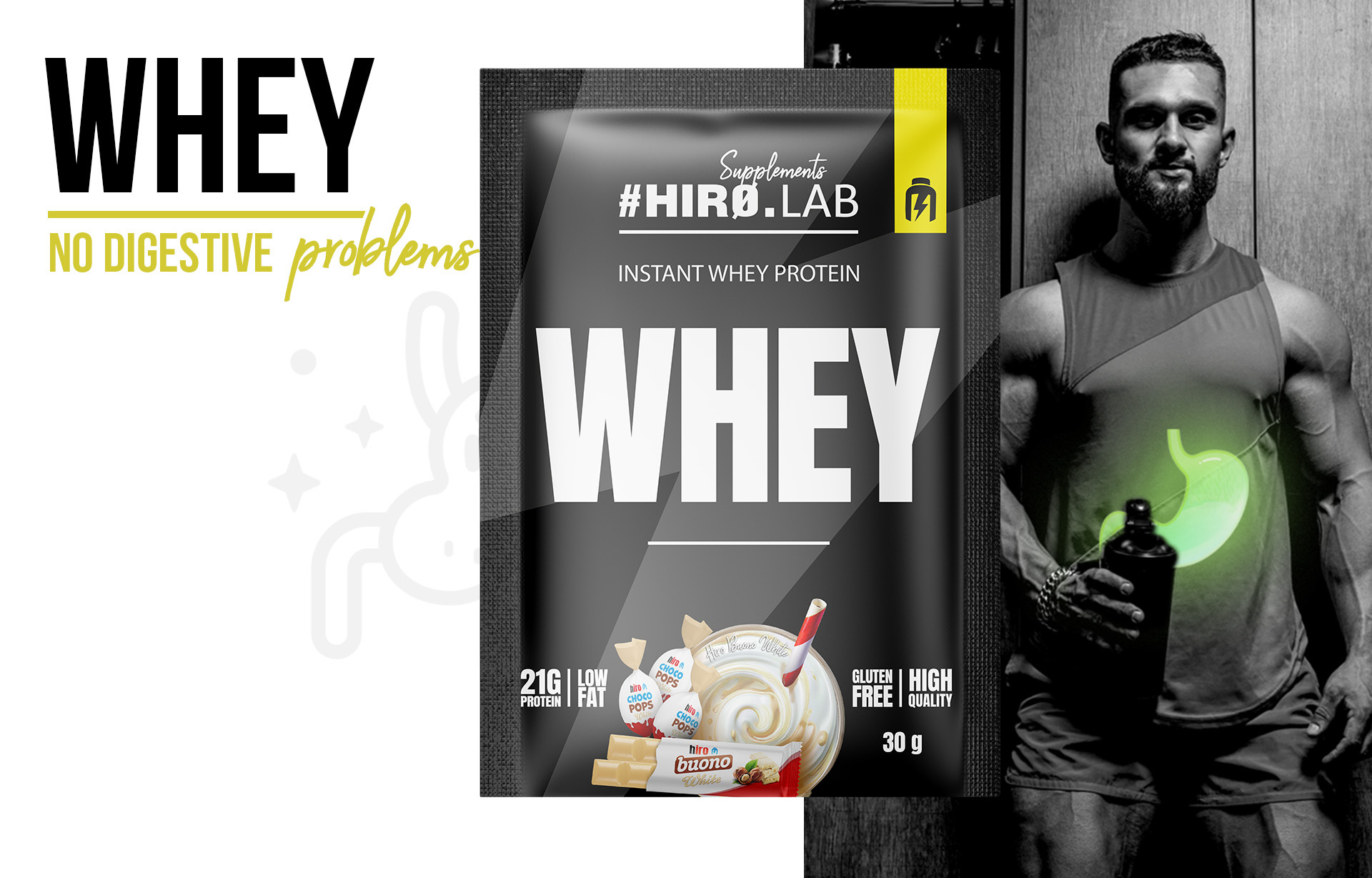 hirolab instant whey protein hiro buono white 30g