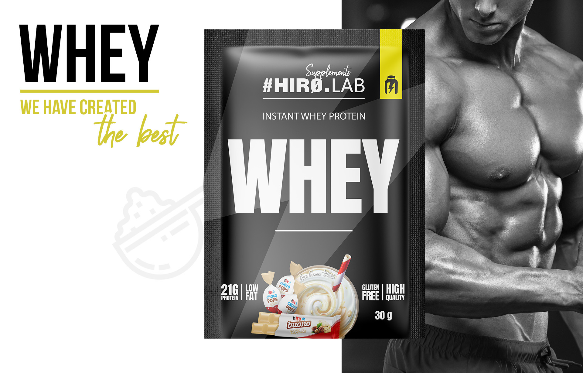 hirolab instant whey protein hiro buono white 30g