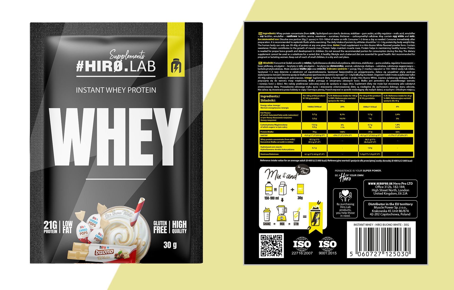 hirolab instant whey protein hiro buono white 30g