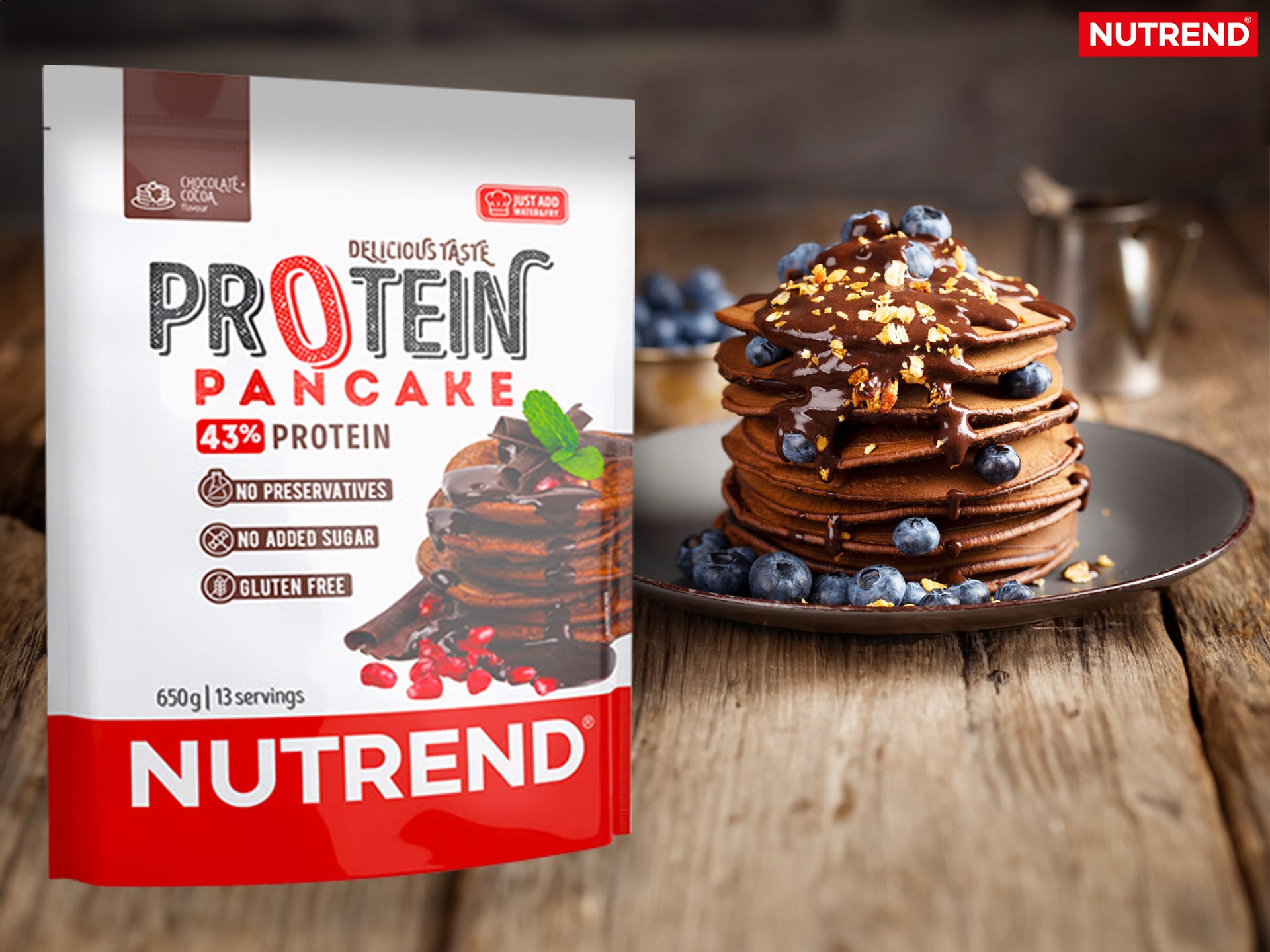 Nutrend - gebrauchsfertige Mischung für Schokoladenproteinpfannkuchen
