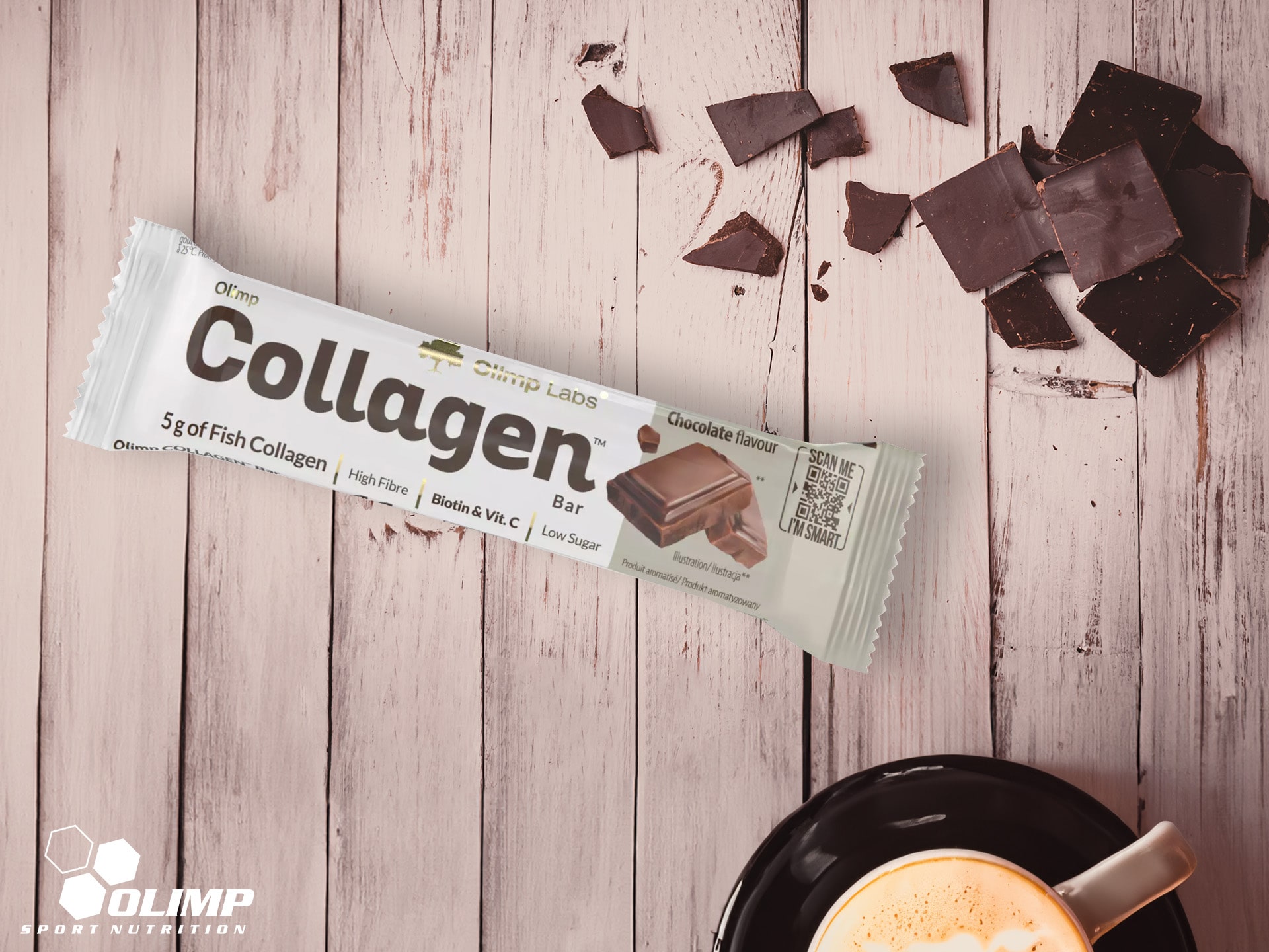 Olimp - Kollagenriegel mit pflanzlichem Eiweiß und niedrigem Zuckergehalt
