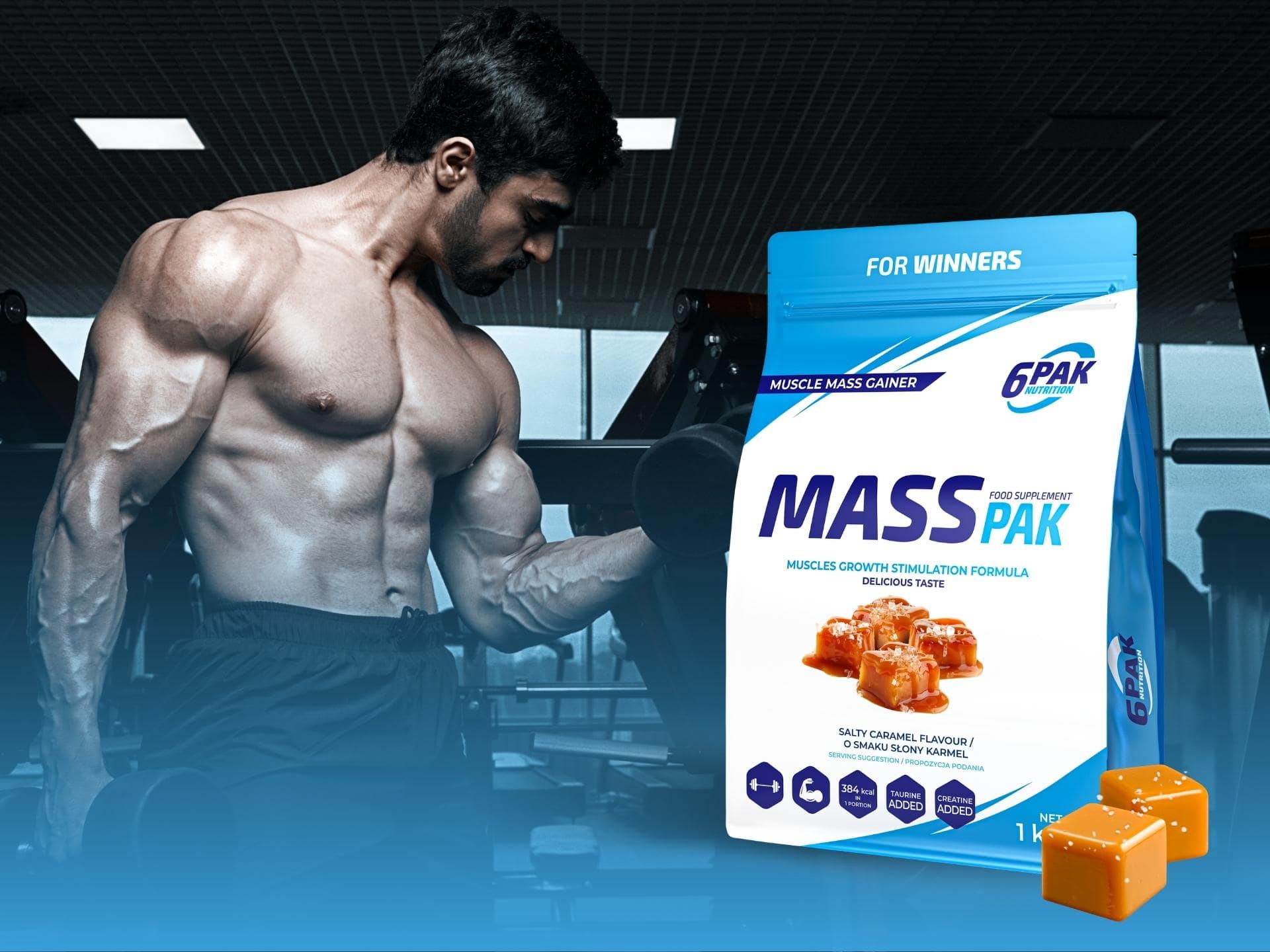 Gainer mit Salzkaramell-Geschmack - 6Pak - Mass Pak - 1000g