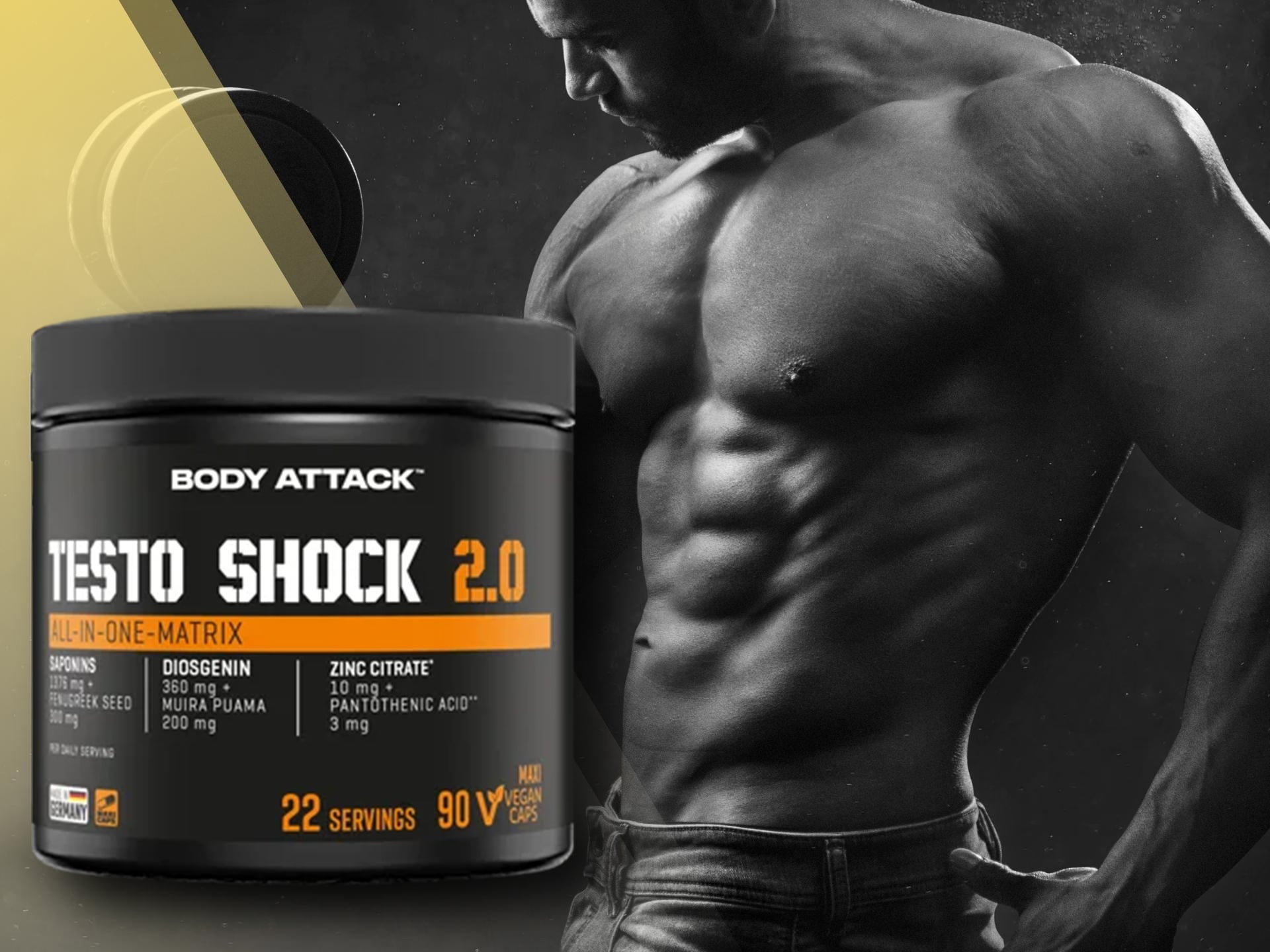 BODY ATTACK Testo Shock 2.0 – 90 vege caps