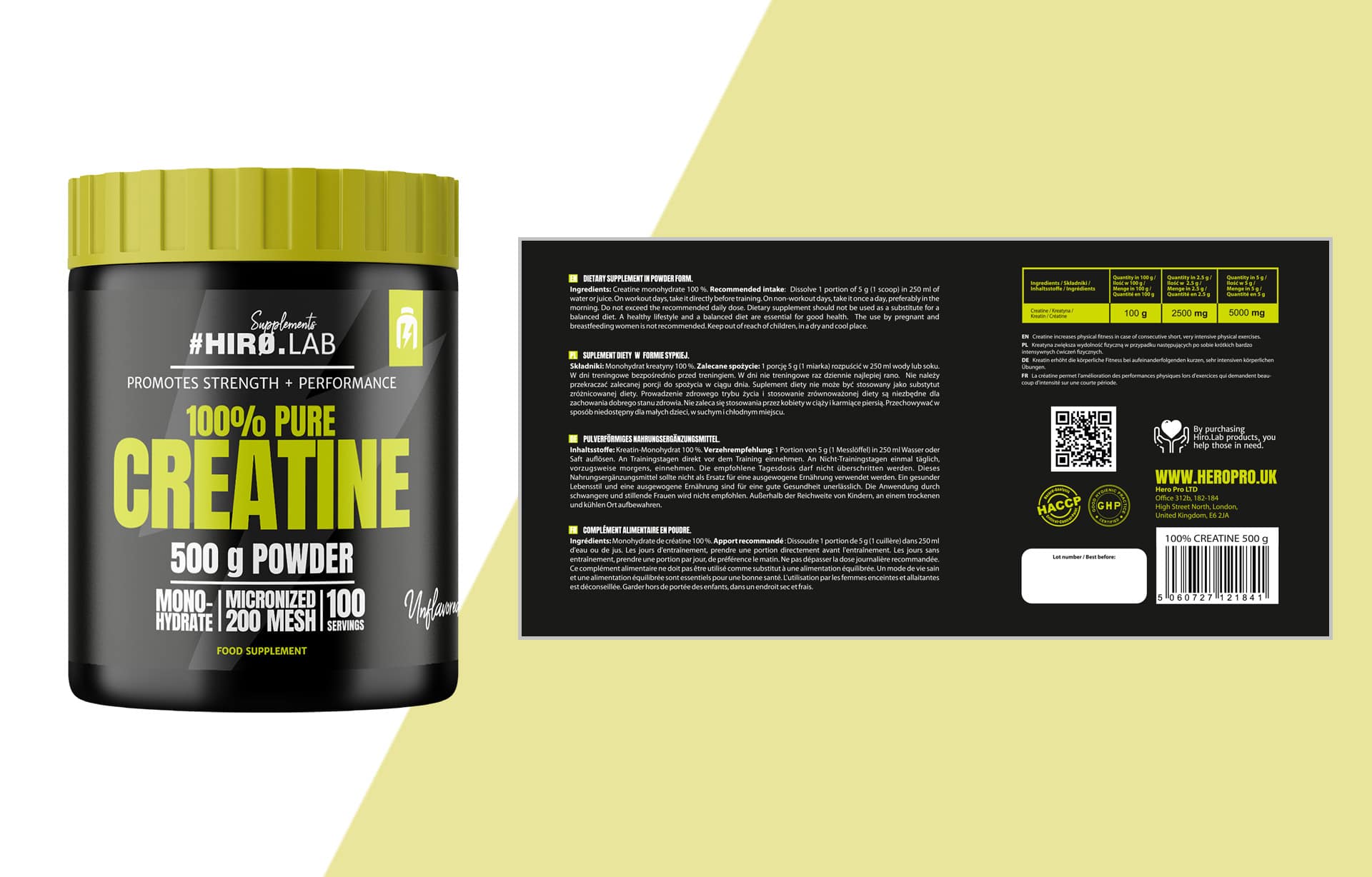 Hiro.Lab - 100% pure Creatine - czysty monohydrat kreatyny 200 MESH