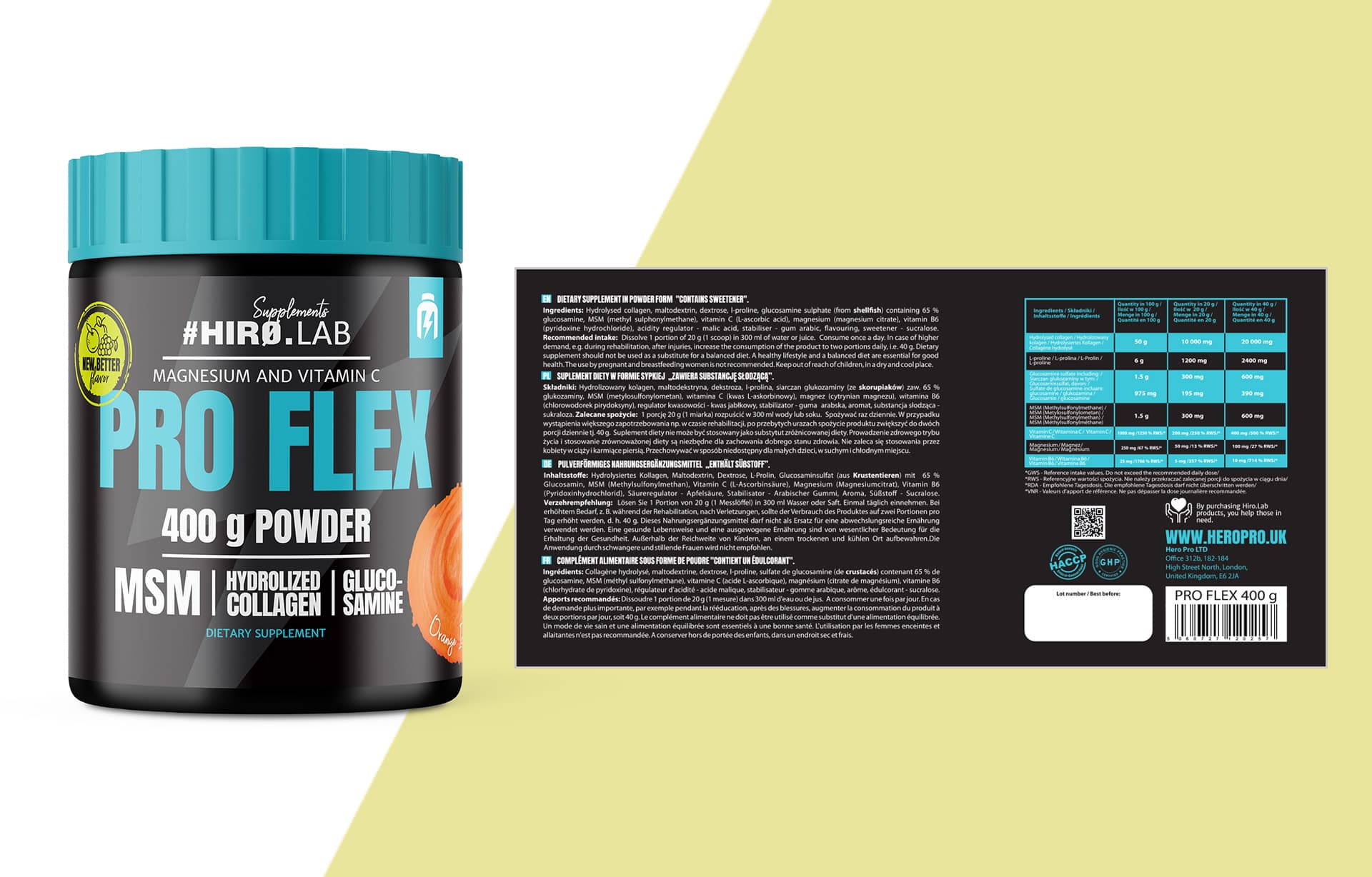hiro.lab pro flex 400g kollagen gelenke