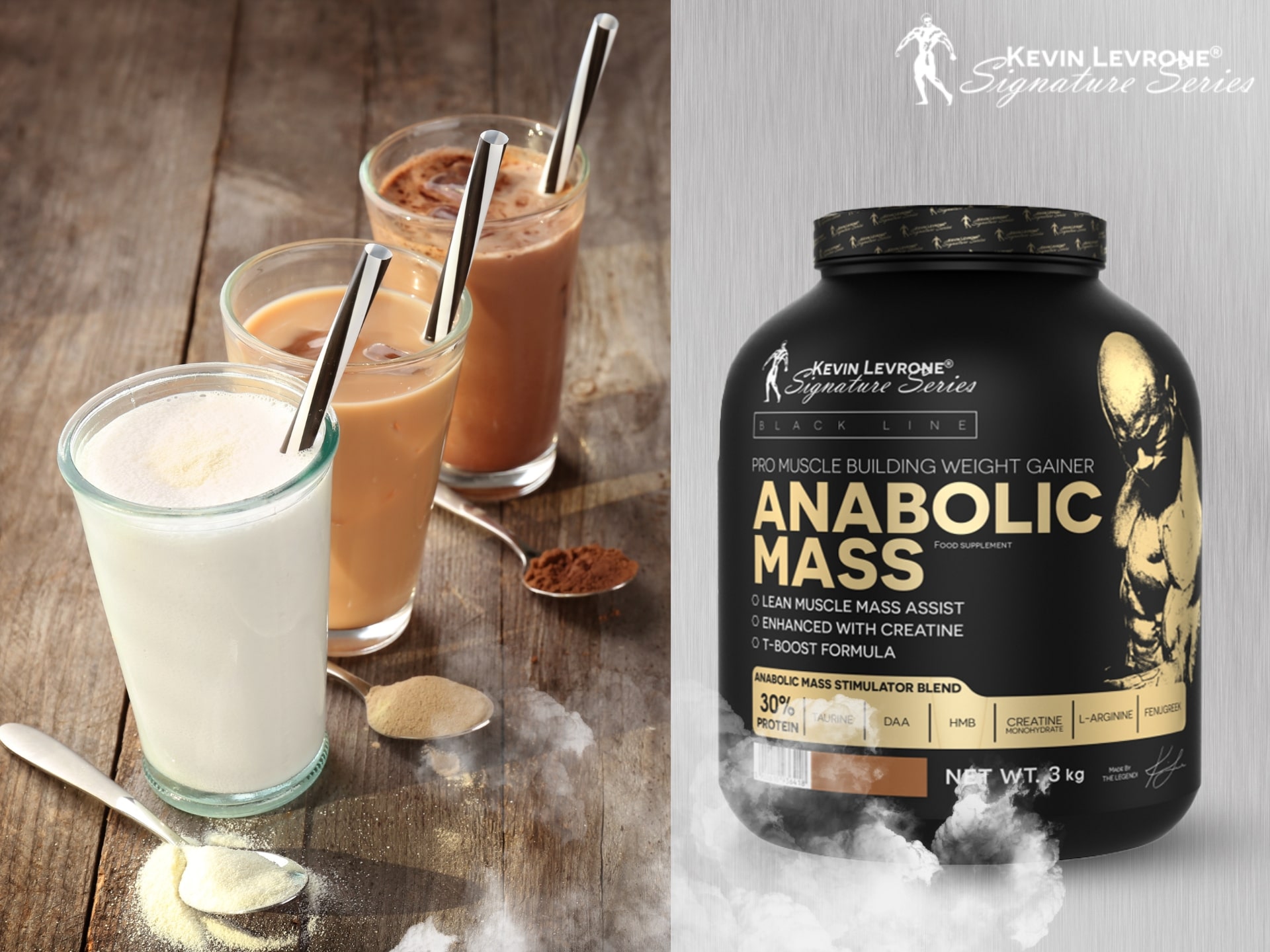 Kevin Levrone - Anabolic Mass - Eiweiß-Kohlenhydrat-Supplement, Kreatin, HMB + DAA und Bockshornkleeextrakt