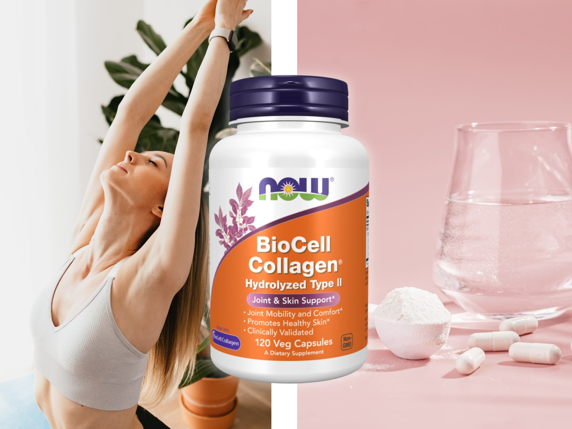 NOW - BioCell Collagen - Unterstützung für Gelenkkondition und Knorpel, straffe und feuchtigkeitsspendende Haut