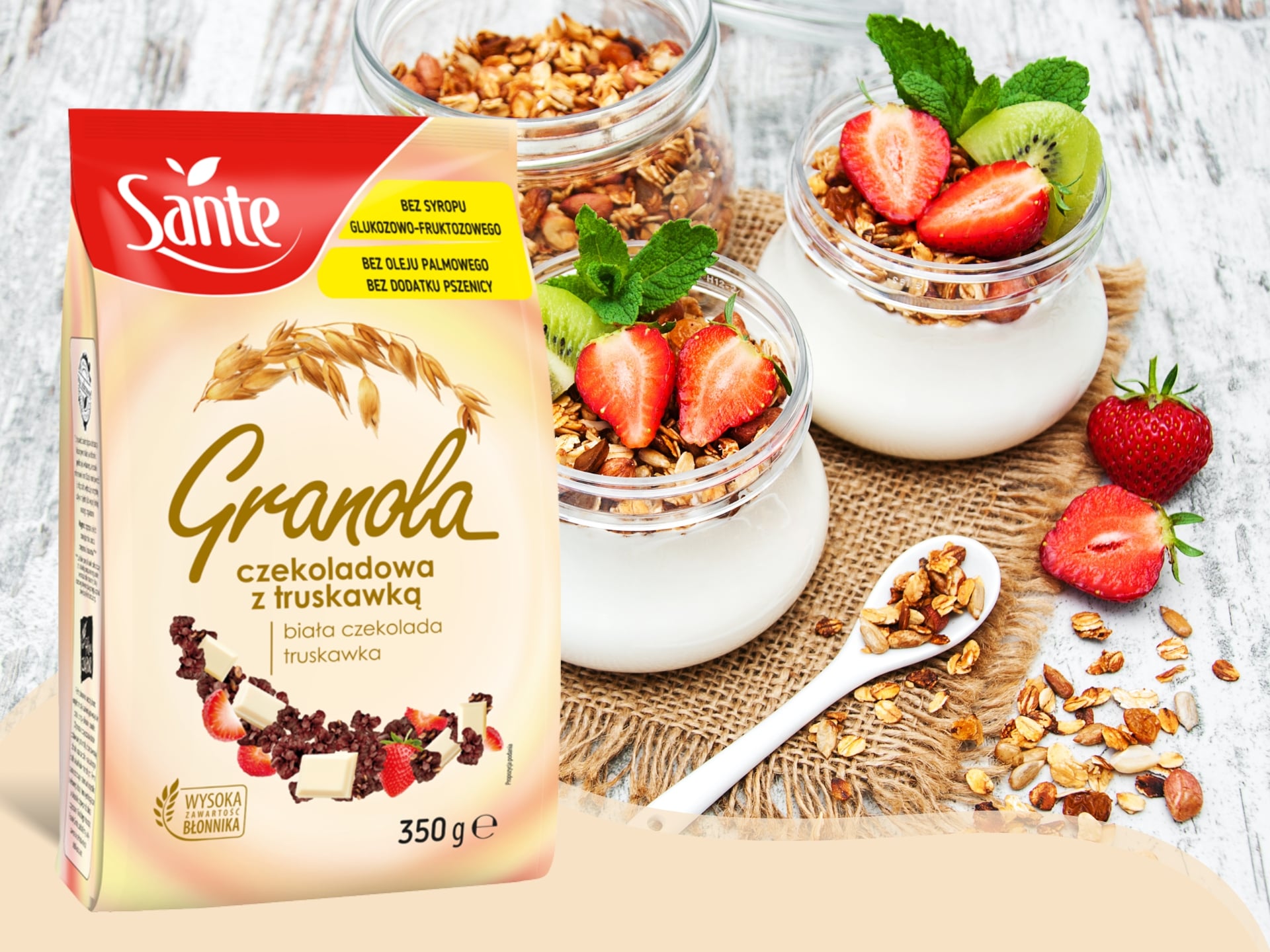 Granola mit weißer Schokolade und Erdbeeren - 350g
