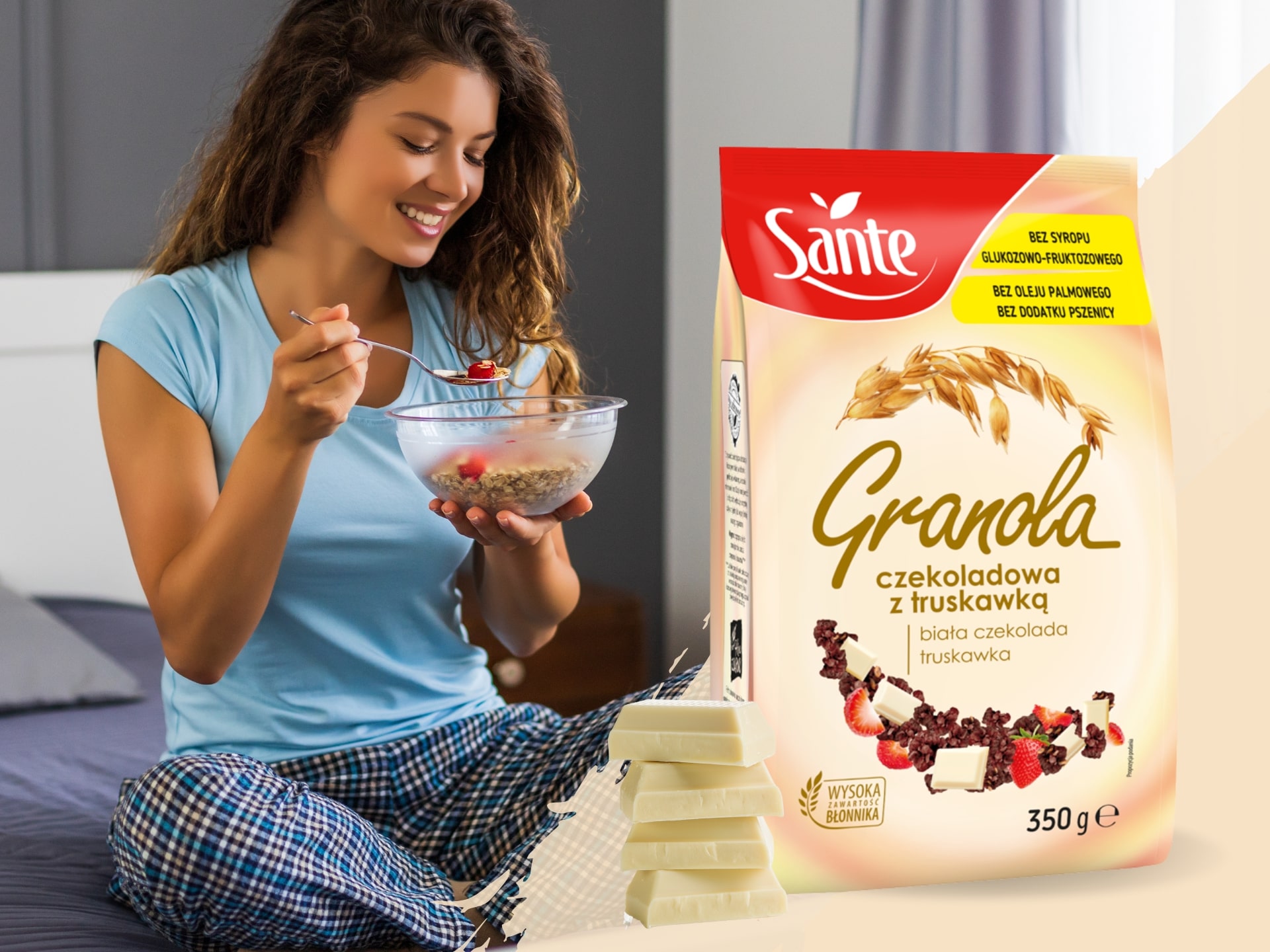 Granola mit weißer Schokolade und Erdbeeren - 350g
