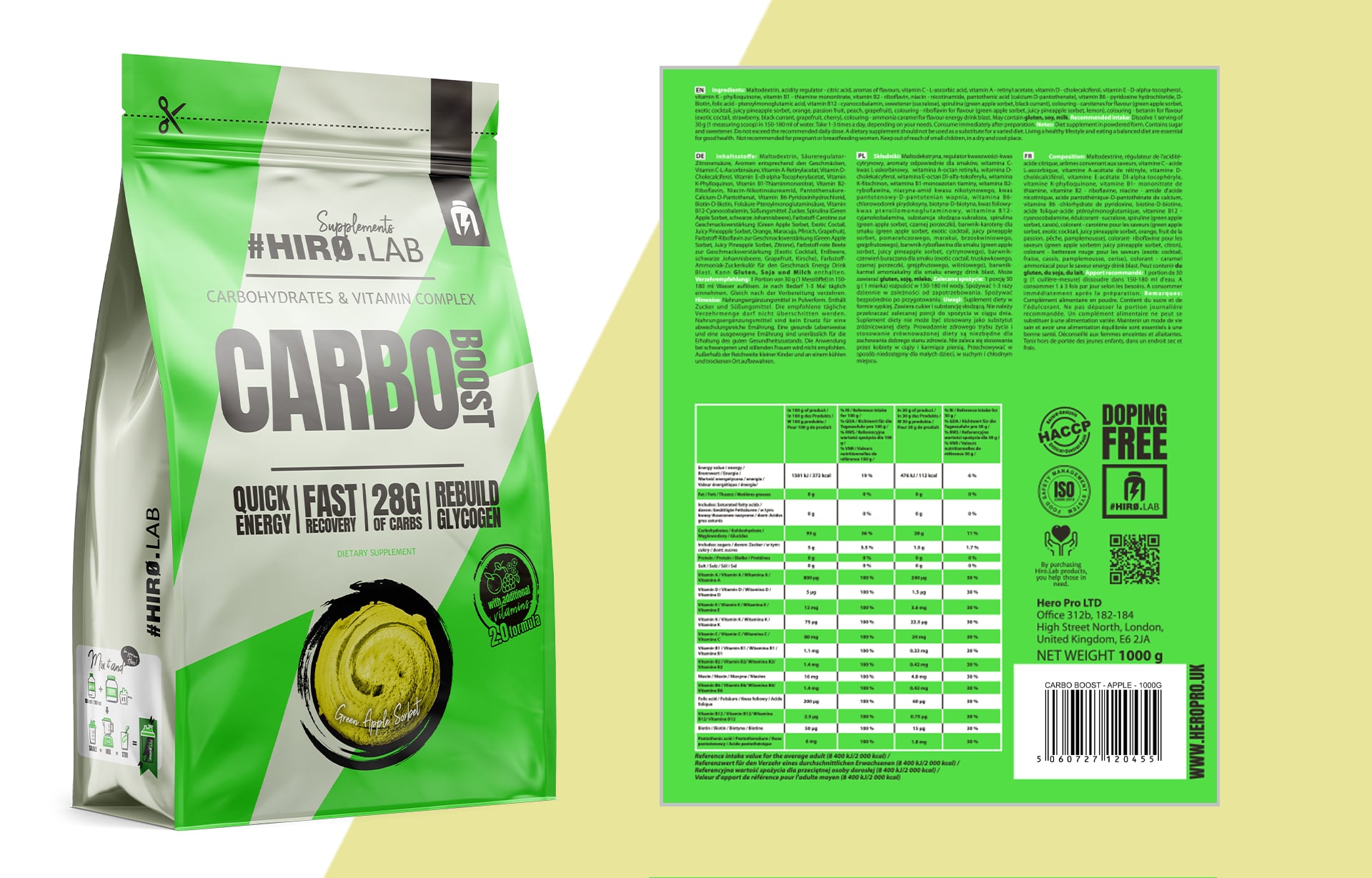 Hiro.Lab Carbo Boost - kohlenhydratreiches Präparat mit Vitaminen