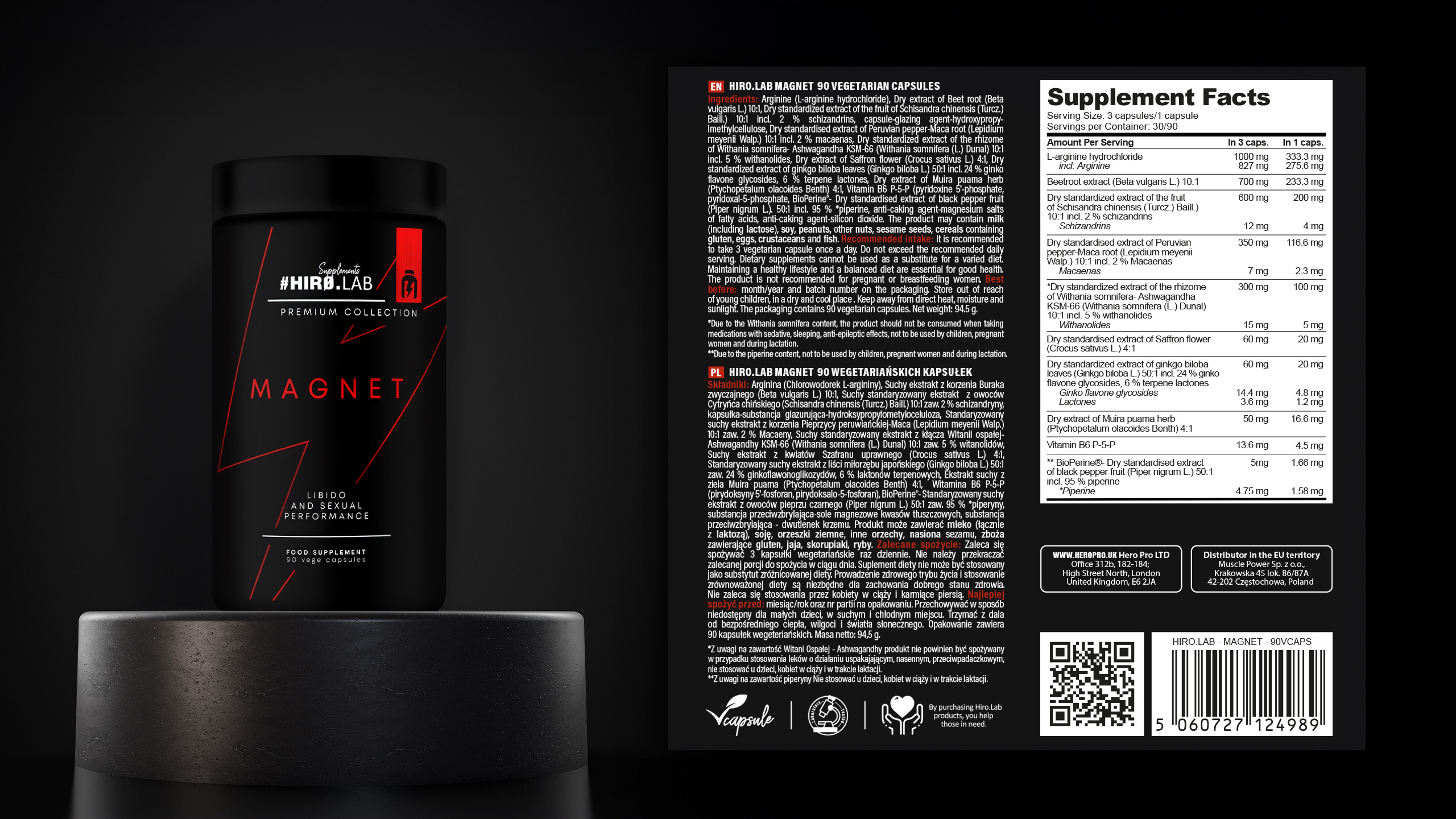 HIRO.LAB Prime Test - 120vcaps. + Magnet - 90vcaps.