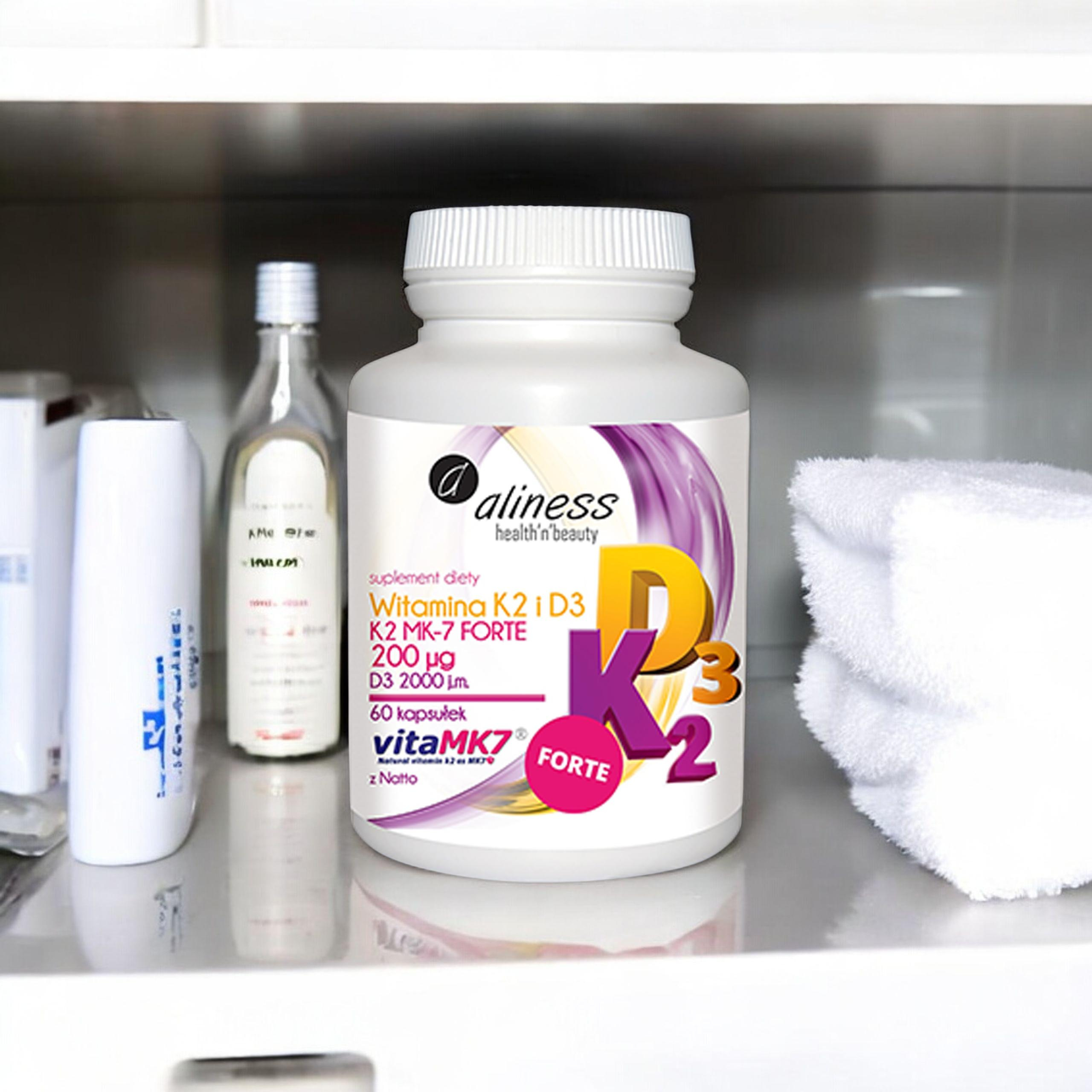 ALINESS - Vitamin K2MK7 FORTE 200mcg + D3 50mcg - 60caps.