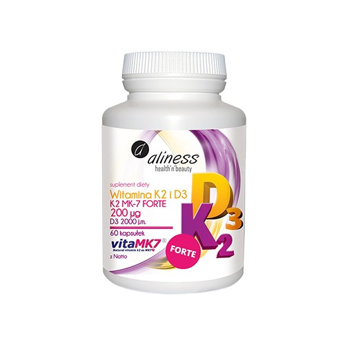 ALINESS - Vitamin K2MK7 FORTE 200mcg + D3 50mcg - 60caps.