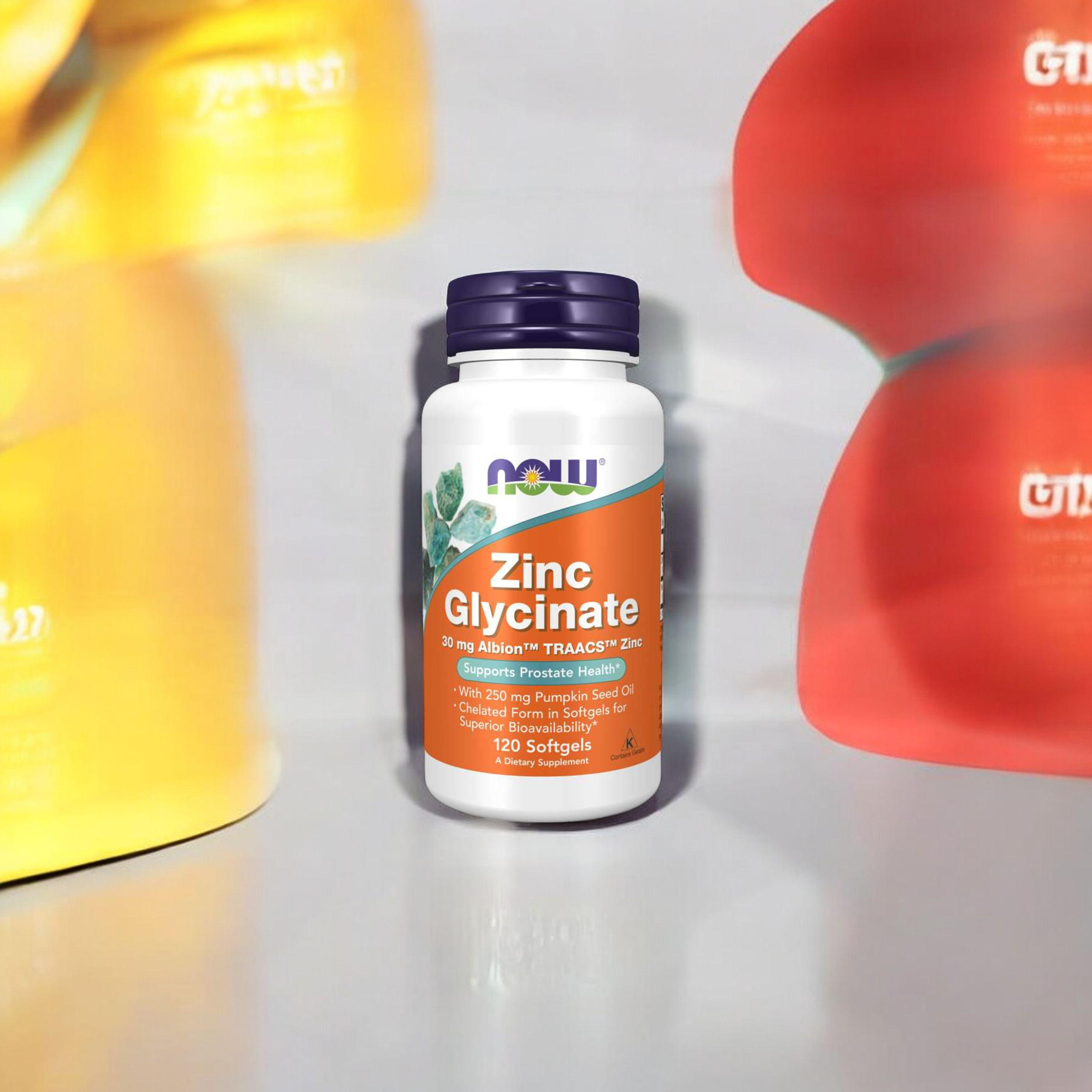 NOW Zinc Glycinate 30mg - 120softgels - Glicynian Zink