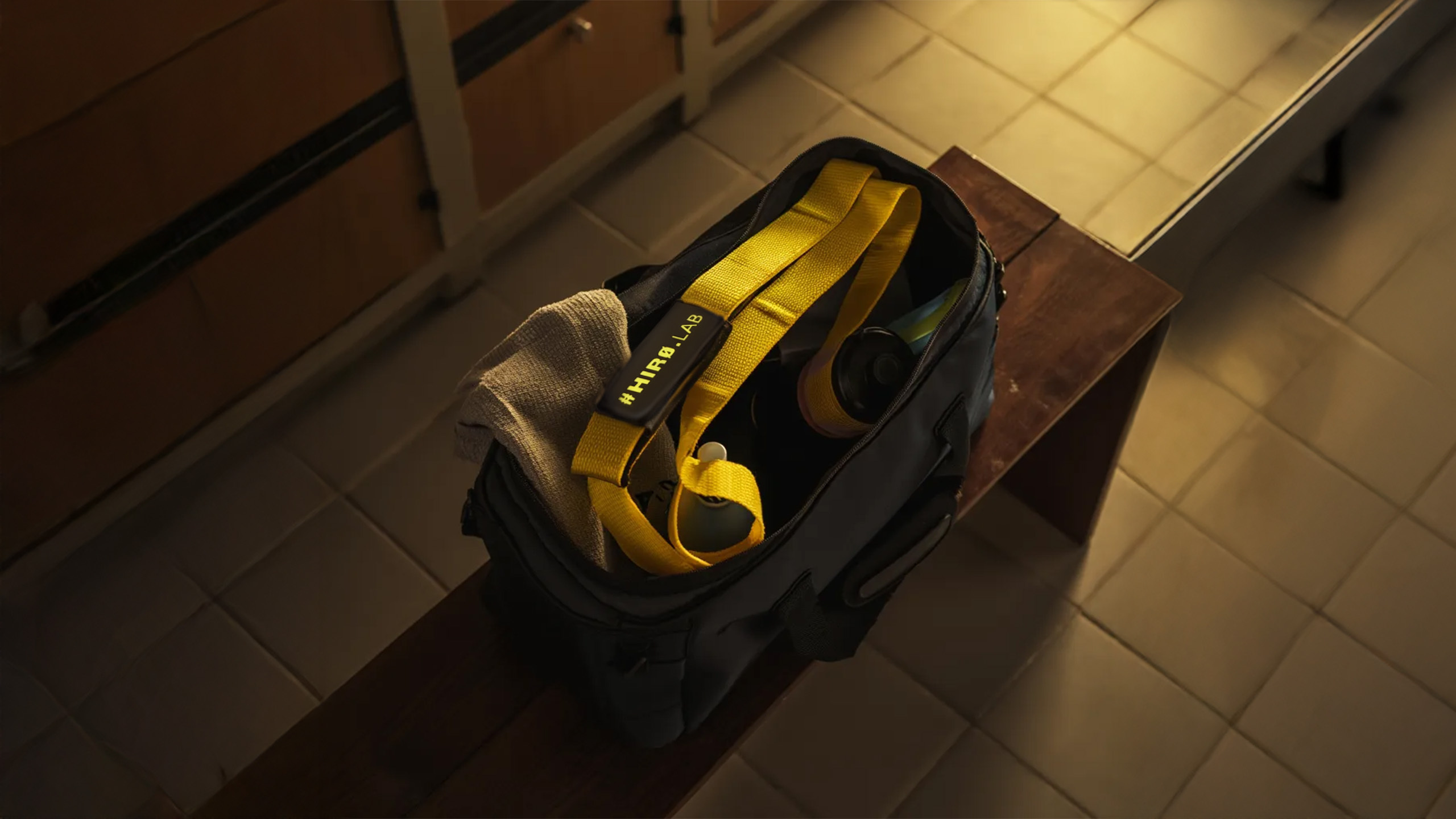 HIRO.LAB Cotton Strap - Rubber Logo New - Yellow - Paski zum Heben von Gewichten