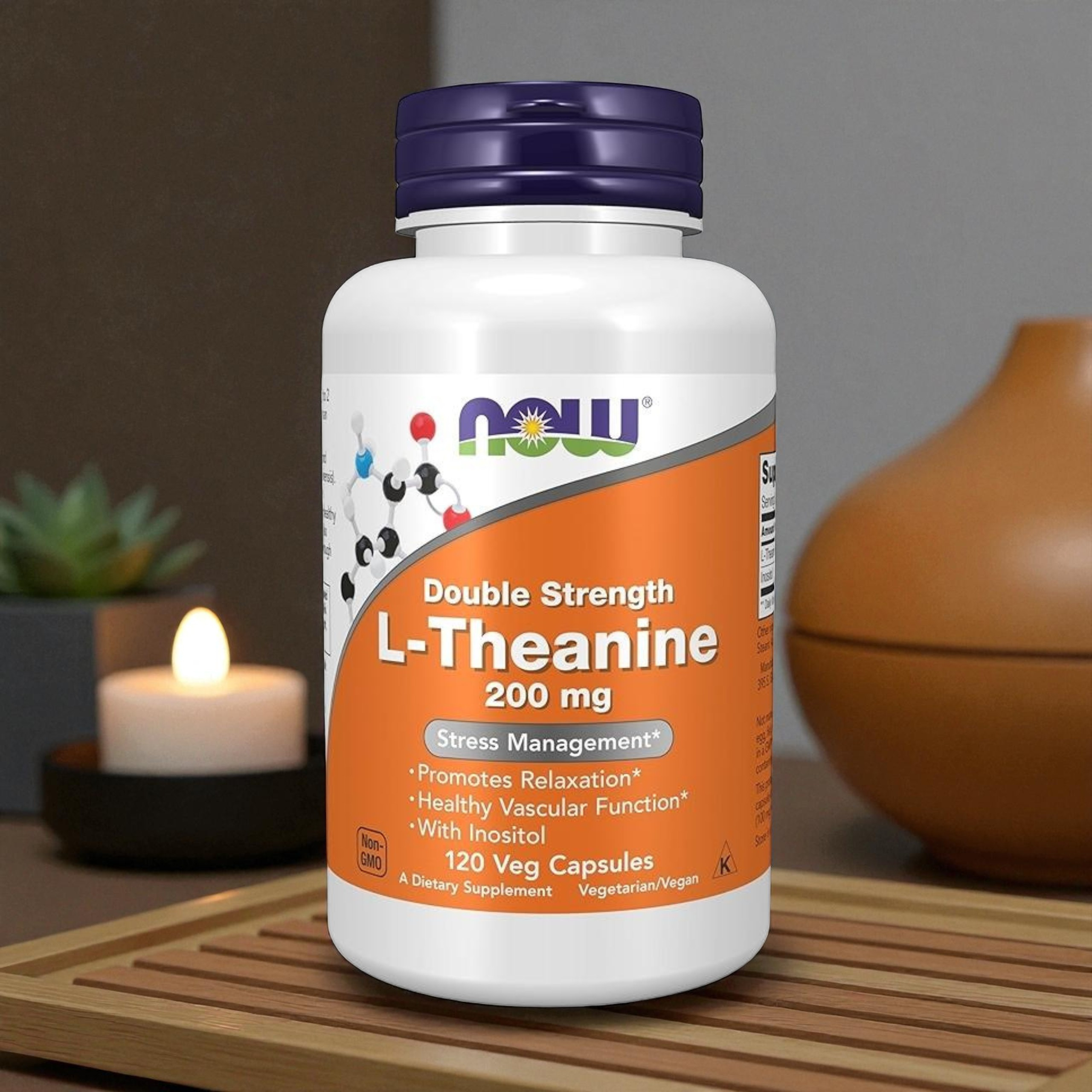 NOW - L-Theanin 200mg - 120 vegetarische Kapseln.