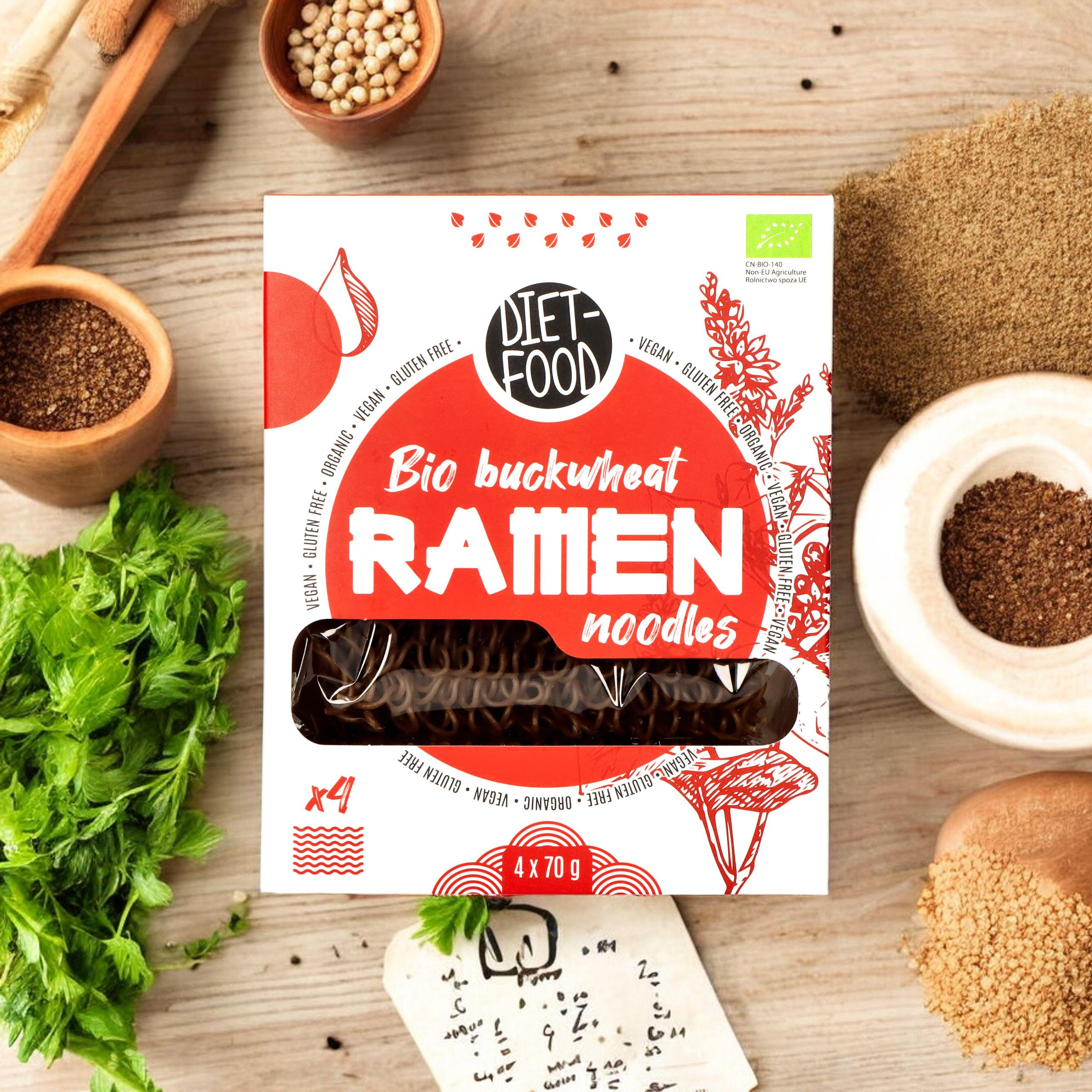 DIET FOOD Bio Buckwheat Makaron Ramen Noodles - 4x70g