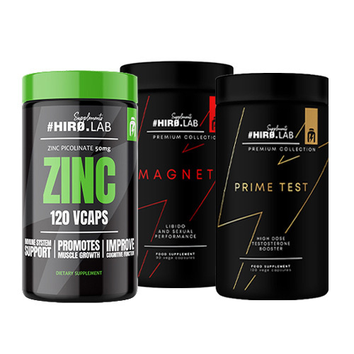 Set: HIRO.LAB Prime Test - 120vcaps. + Magnet - 90vcaps. + HIRO.LAB Zinc - 120 vcaps - Cynk