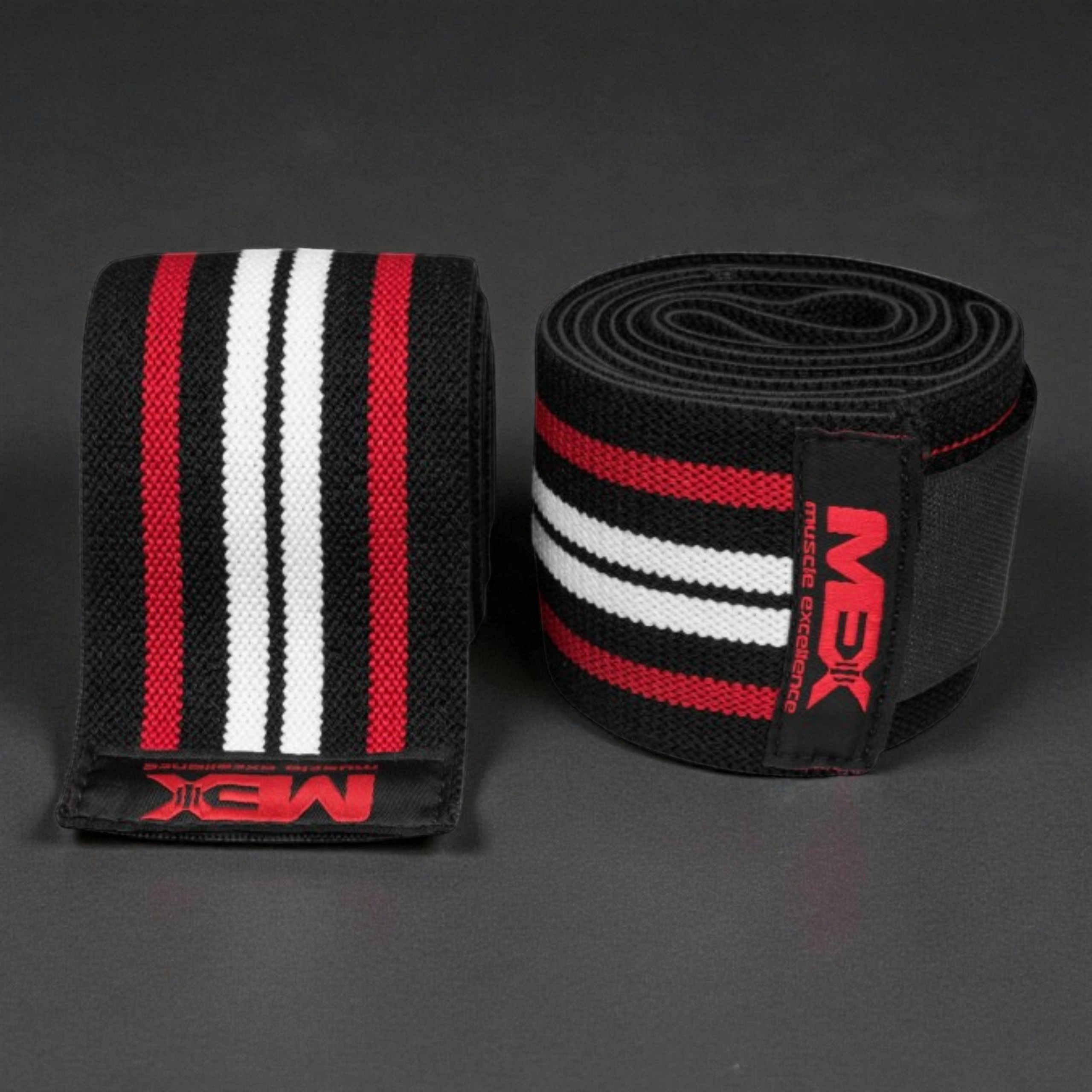MEX SPORT - Knee Wraps - Schwarz/Rot/Weiß